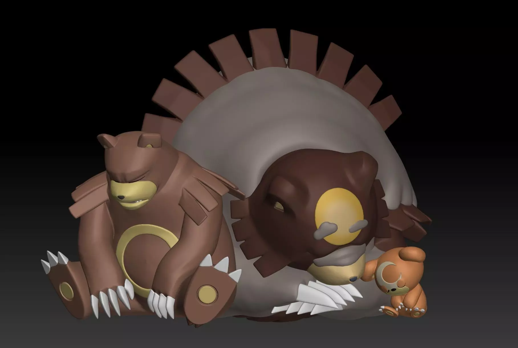 Pokemon Teddiursa Ursaring Ursaluna 3D print model_0