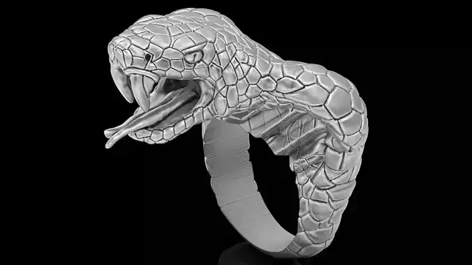 Cobra snake ring silver gold printable jewelry 3D model
