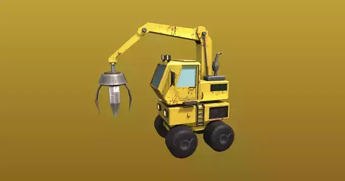 Cartoon style Heavy equipment excavator 3D Game model