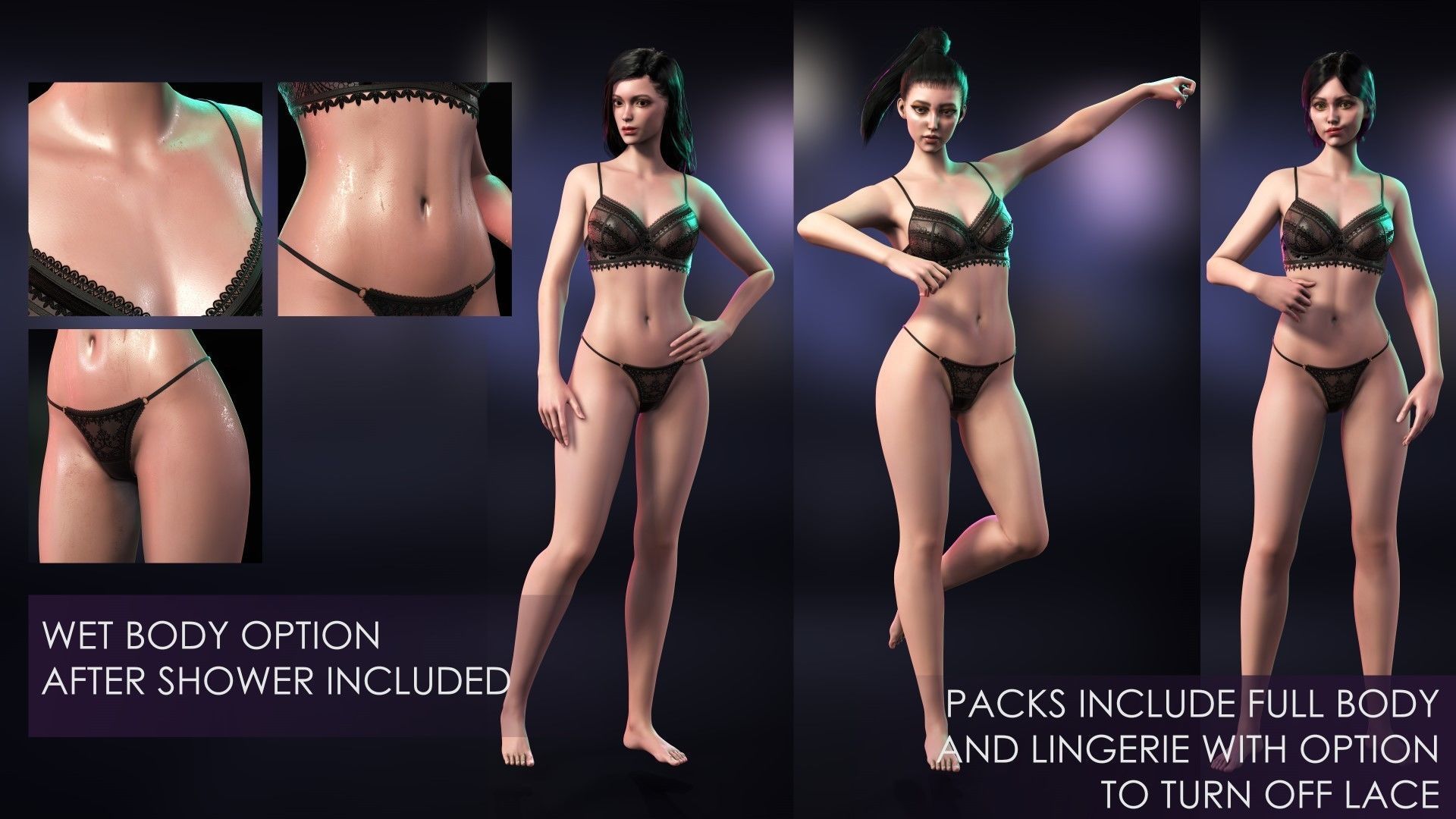 Casual Wear Girls Pack 3-Streetwear Realistic Stylized Character Low-poly 3D model_8