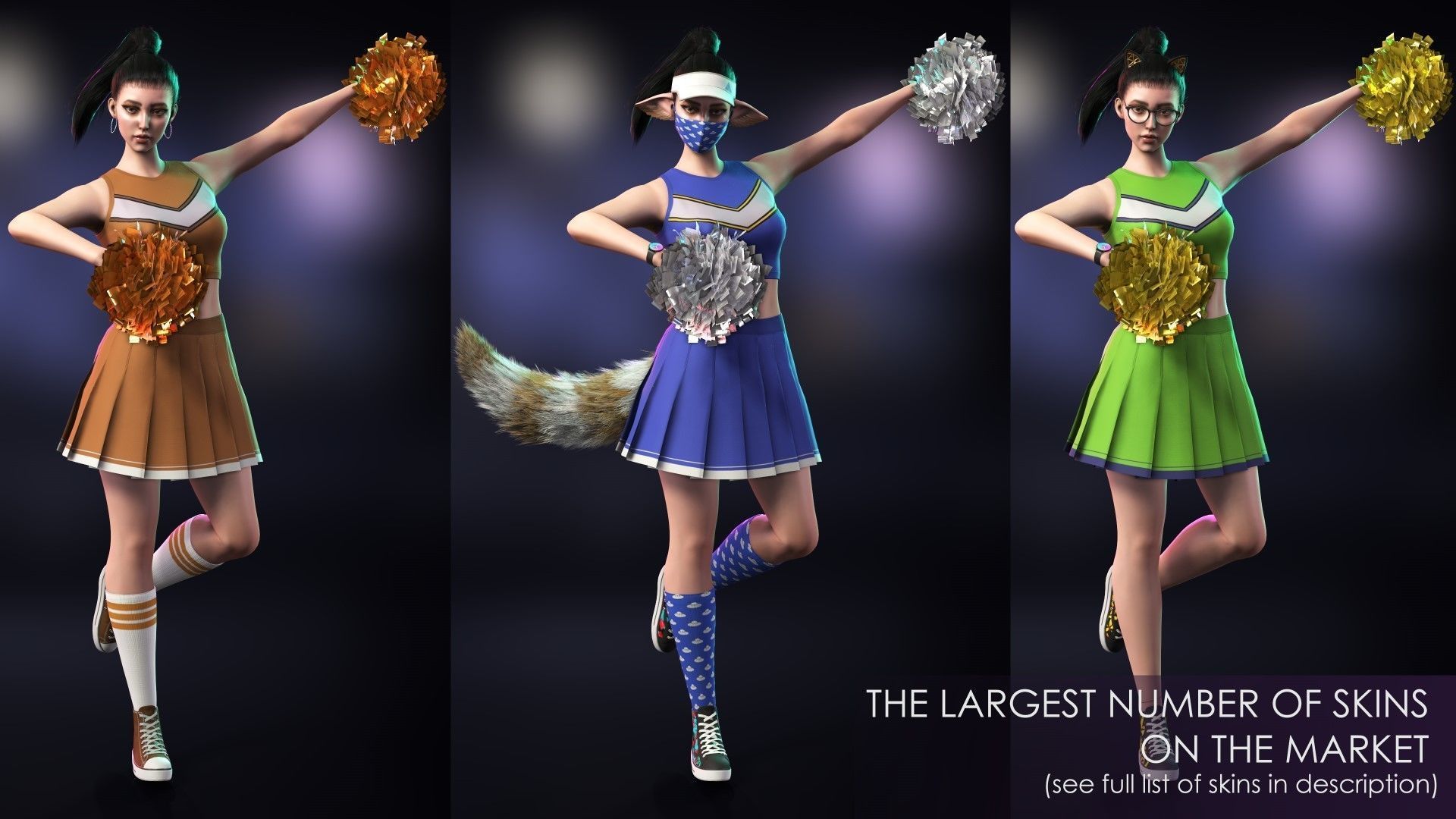 Casual Wear Girls Pack 3-Streetwear Realistic Stylized Character Low-poly 3D model_7