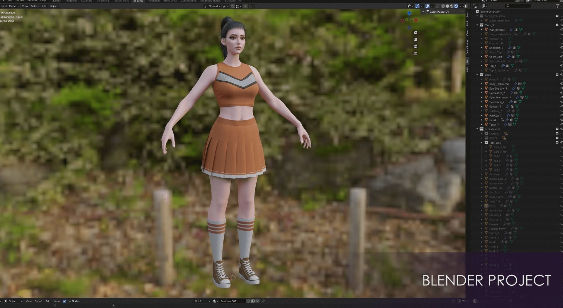 Casual Wear Girls Pack 3-Streetwear Realistic Stylized Character Low-poly 3D model_31