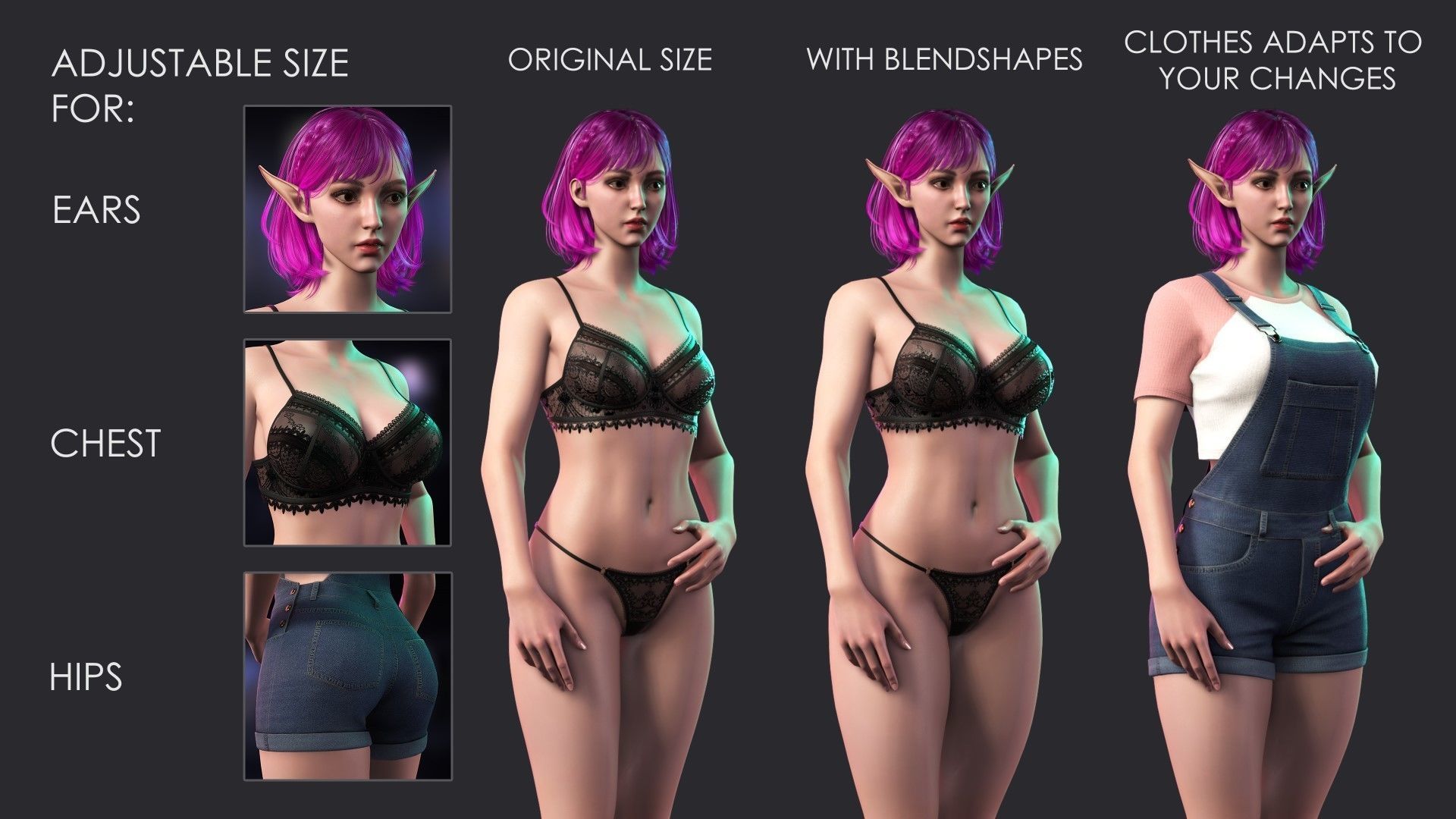 Casual Wear Girls Pack 3-Streetwear Realistic Stylized Character Low-poly 3D model_23