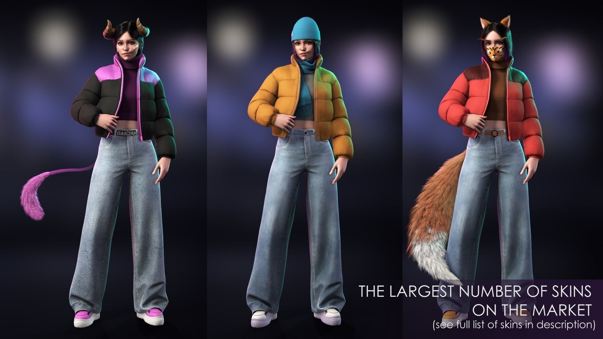 Casual Wear Girls Pack 3-Streetwear Realistic Stylized Character Low-poly 3D model_5