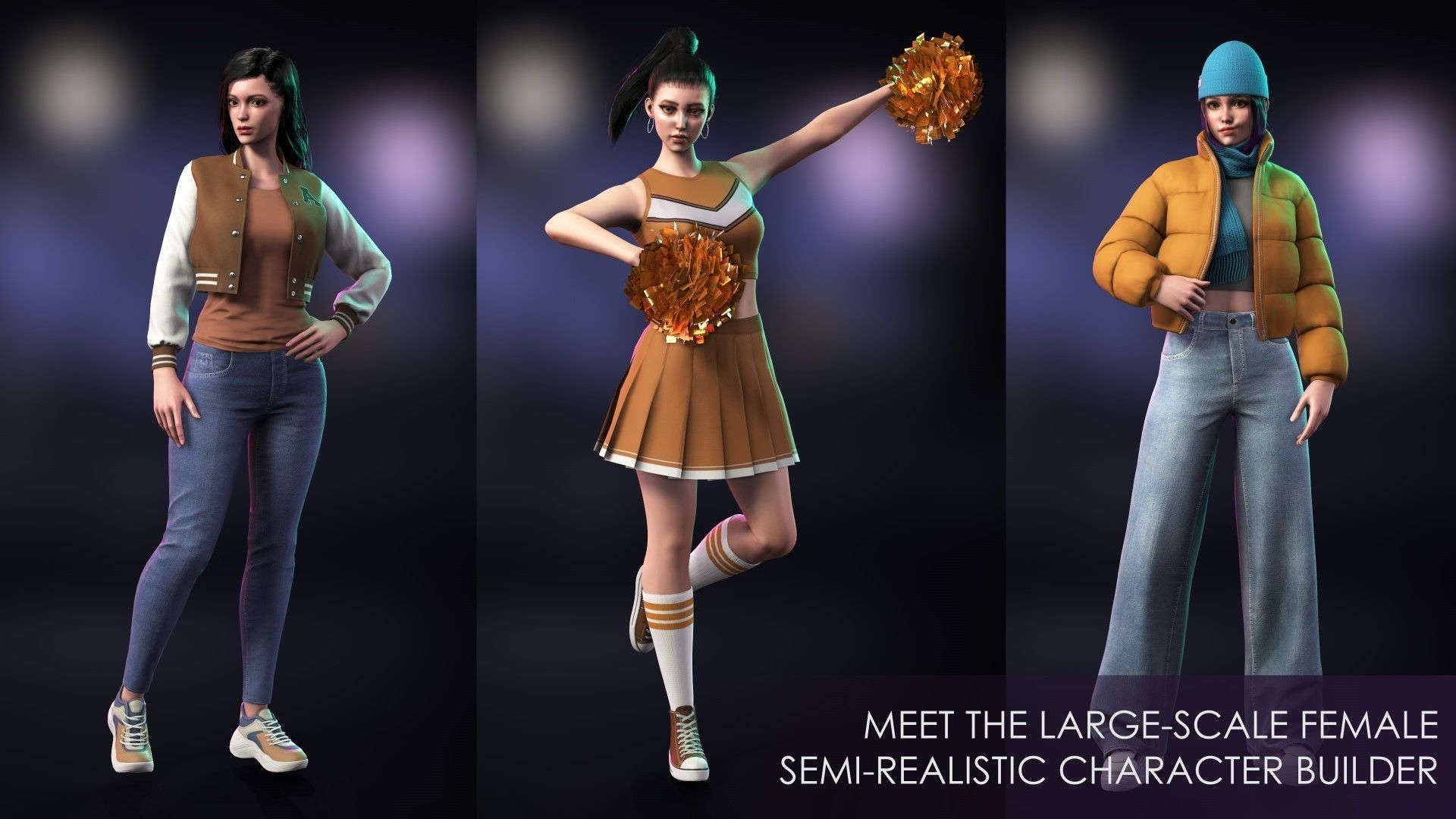 Casual Wear Girls Pack 3-Streetwear Realistic Stylized Character Low-poly 3D model_3