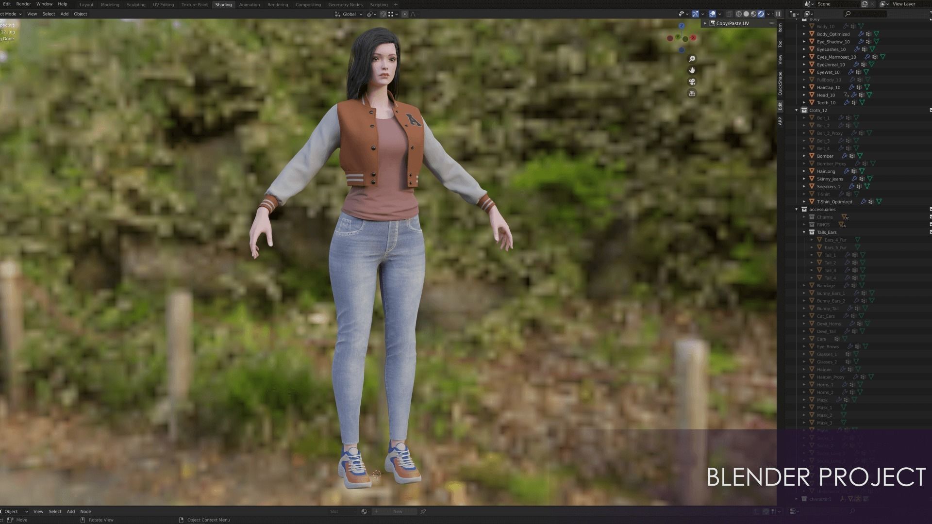 Casual Wear Girls Pack 3-Streetwear Realistic Stylized Character Low-poly 3D model_32