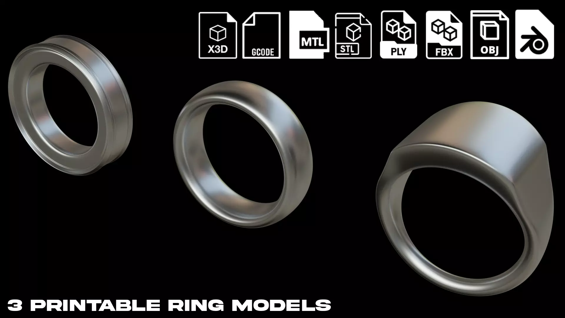 3 Printable Ring models 3D print model_0