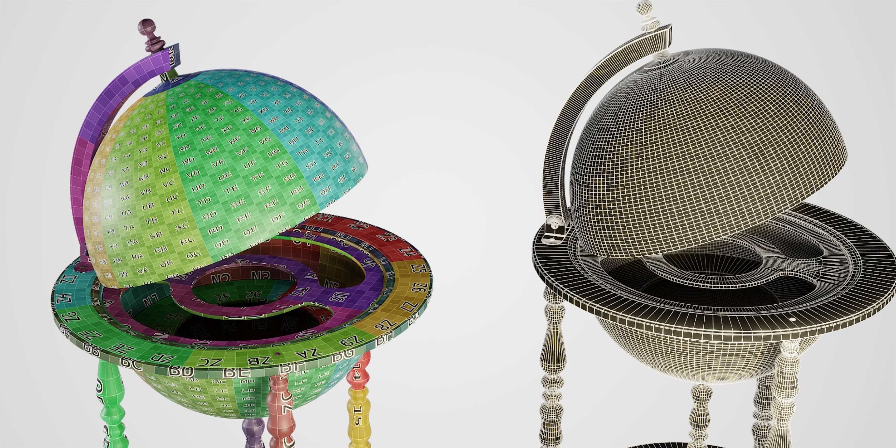 Vintage Globe Trolley 3D model_4