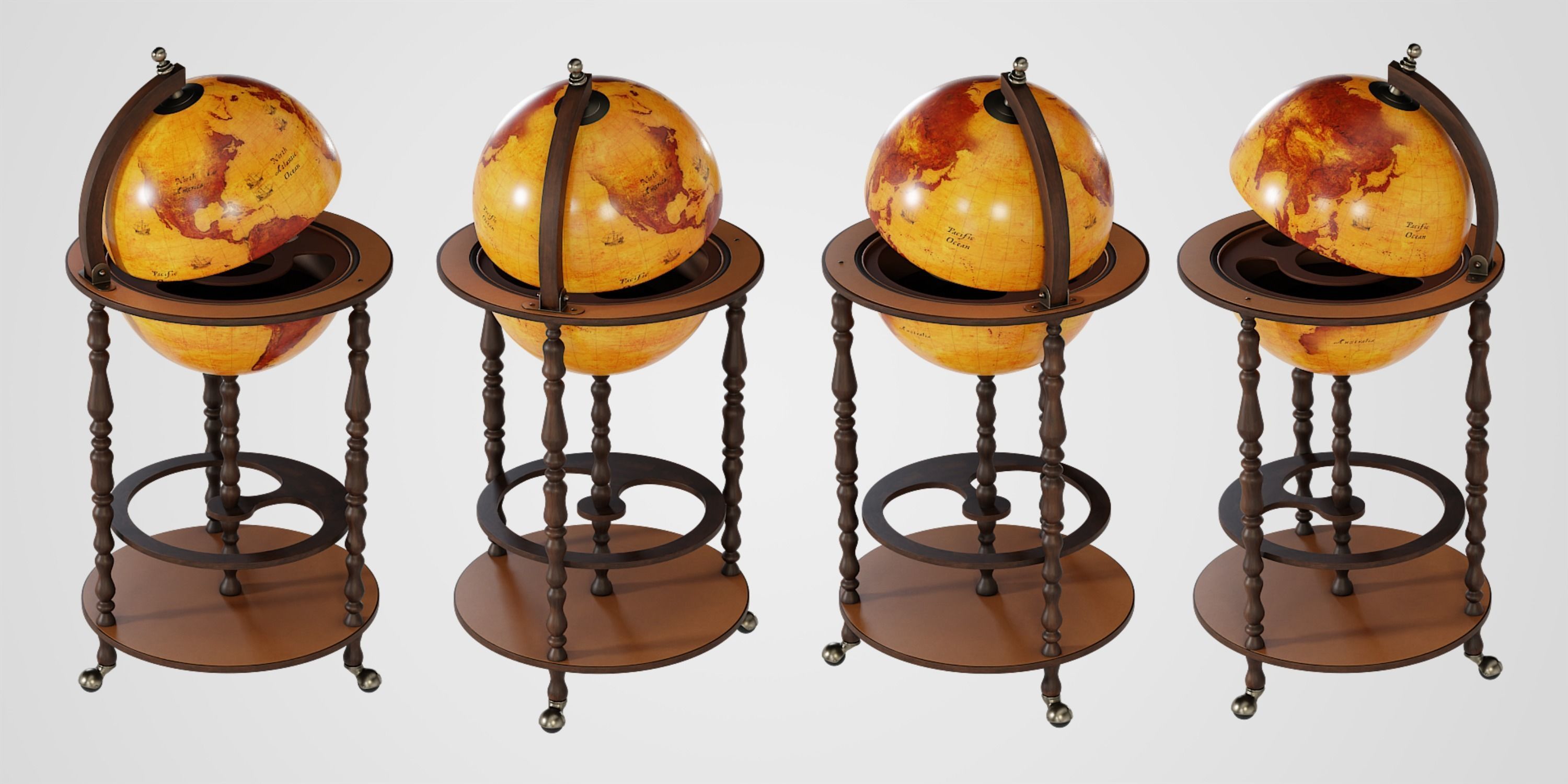 Vintage Globe Trolley 3D model_2