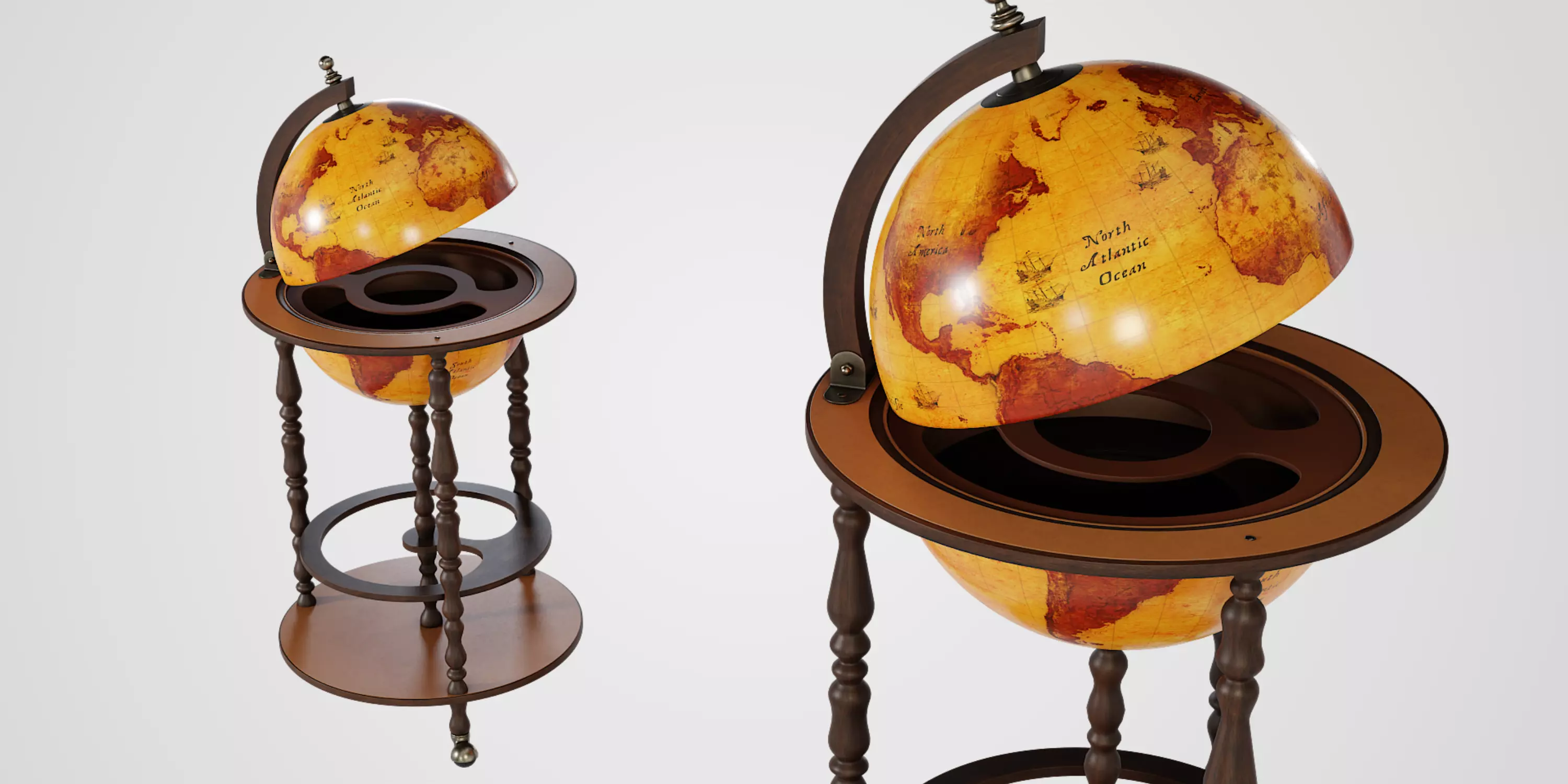 Vintage Globe Trolley 3D model_0