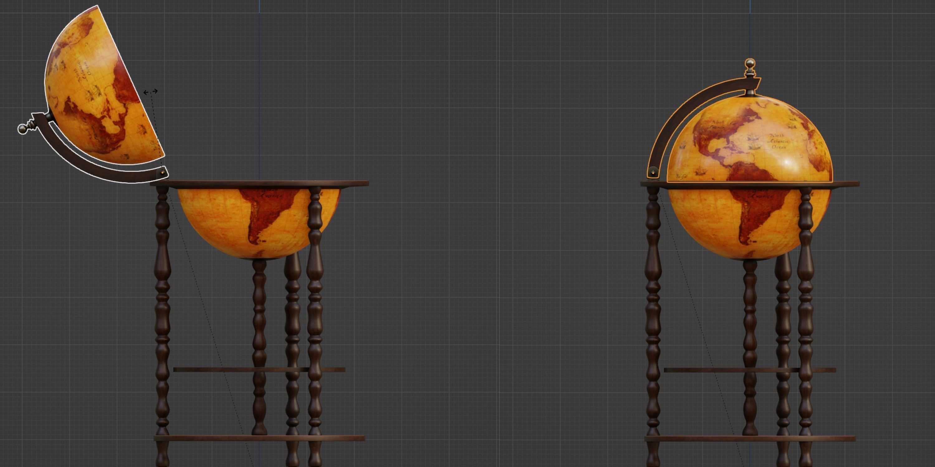 Vintage Globe Trolley 3D model_8