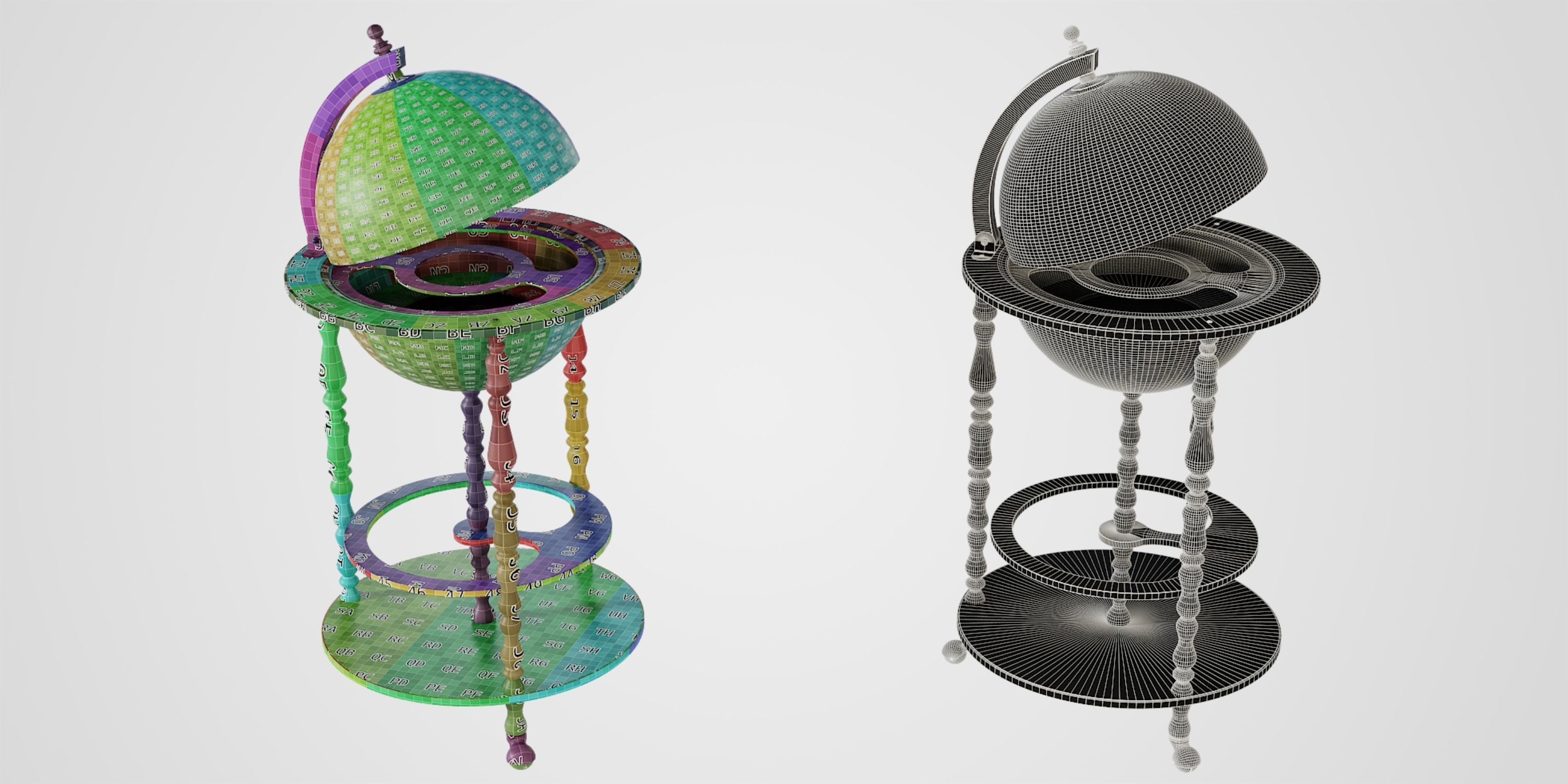 Vintage Globe Trolley 3D model_3