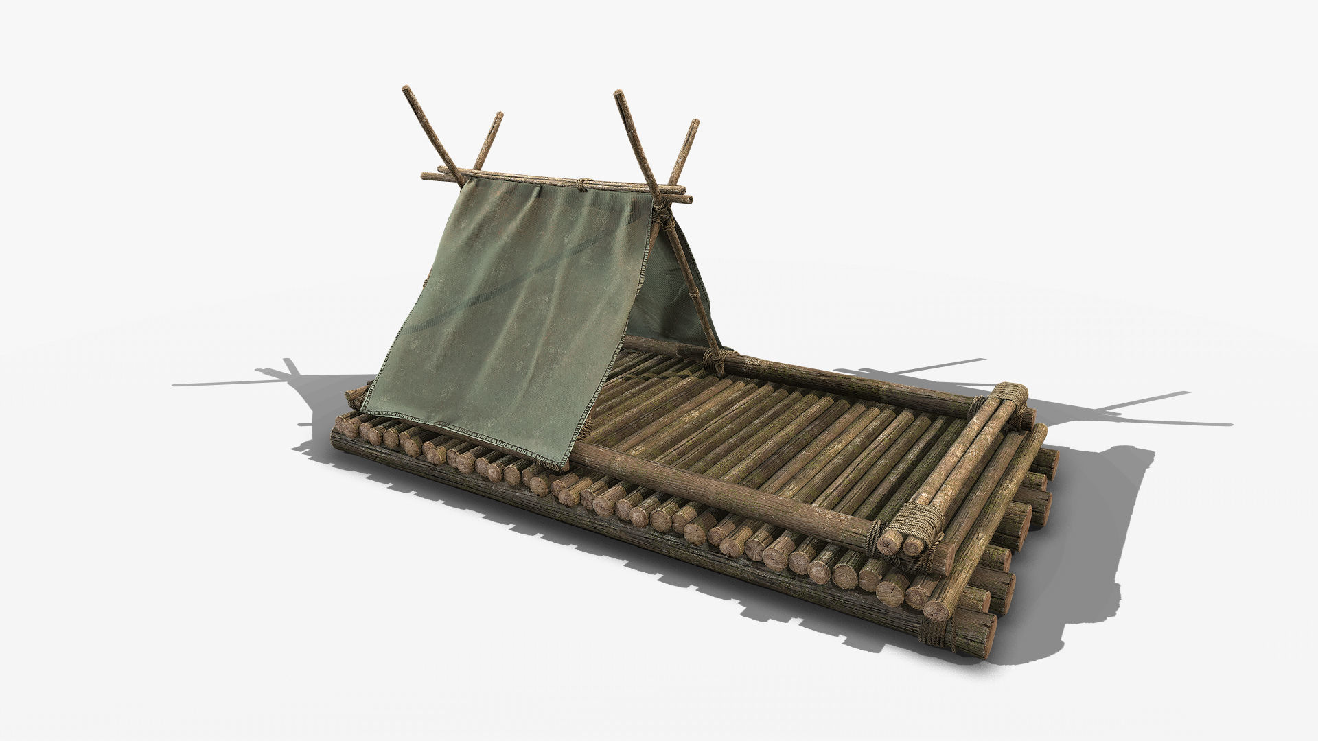Wooden Raft 1 Low-poly 3D model_5