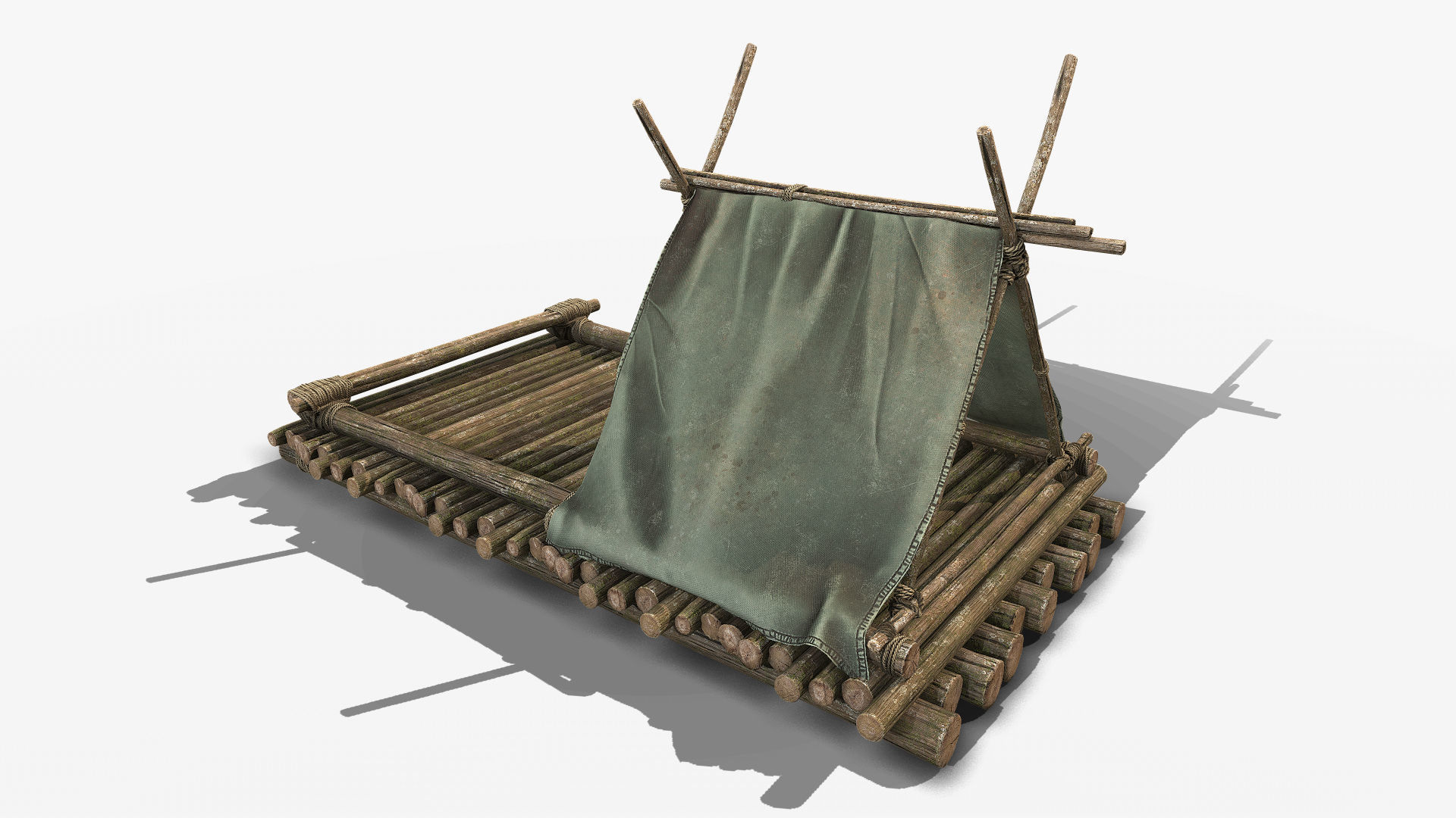 Wooden Raft 1 Low-poly 3D model_4