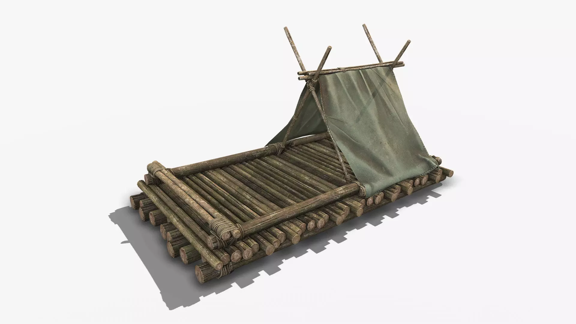 Wooden Raft 1 Low-poly 3D model_0