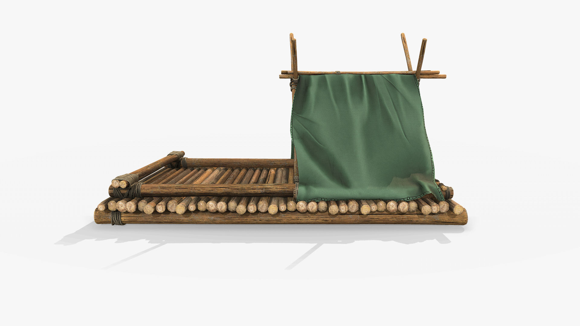 Wooden Raft 1 Low-poly 3D model_8