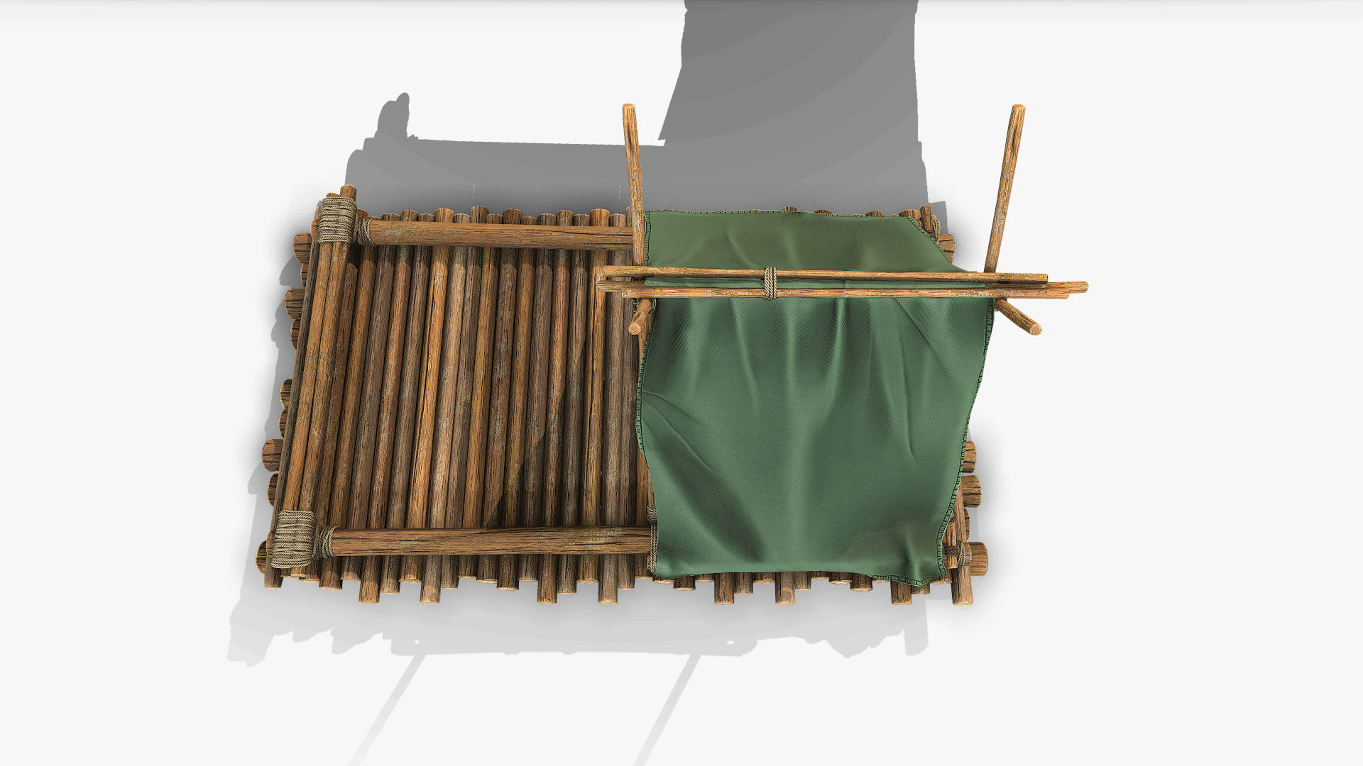 Wooden Raft 1 Low-poly 3D model_9