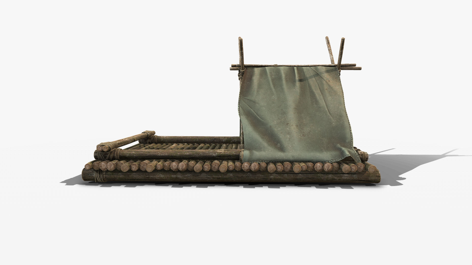 Wooden Raft 1 Low-poly 3D model_6