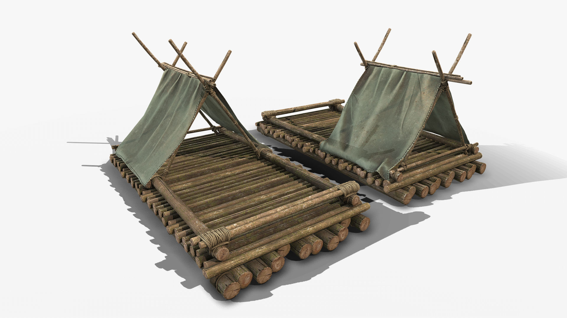 Wooden Raft 1 Low-poly 3D model_3