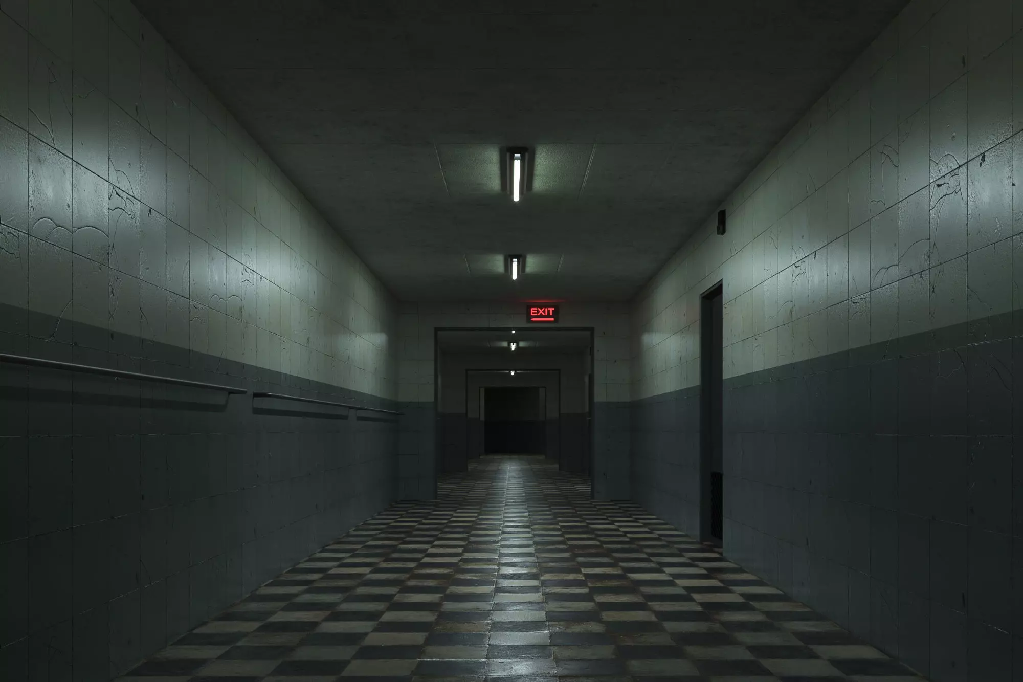 old dark scary corridor 07 Low-poly 3D model_0
