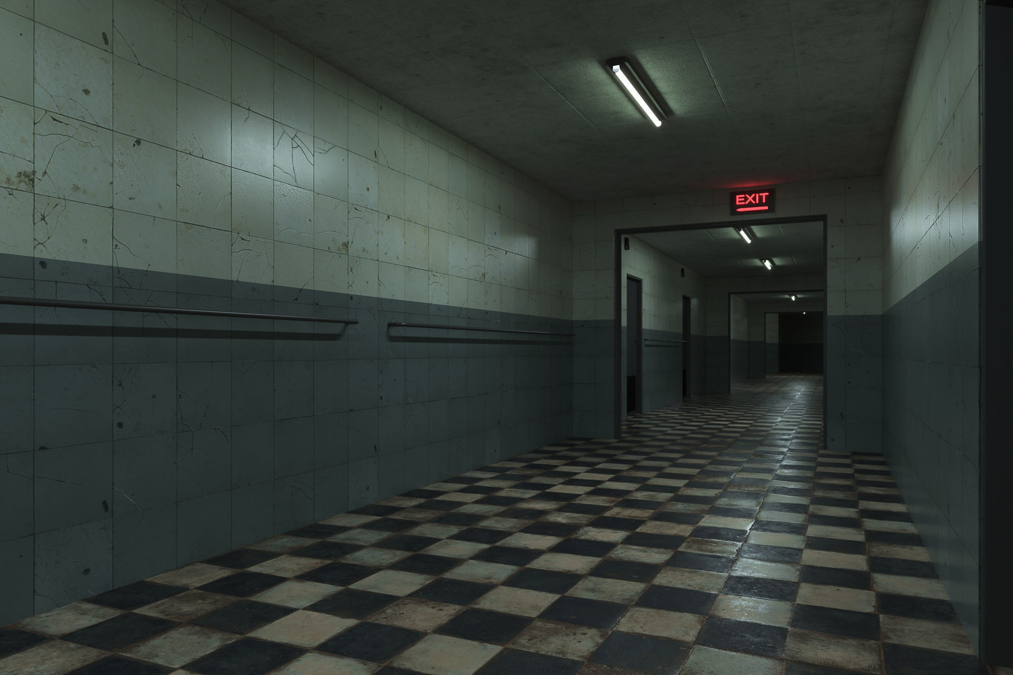 old dark scary corridor 07 Low-poly 3D model_2