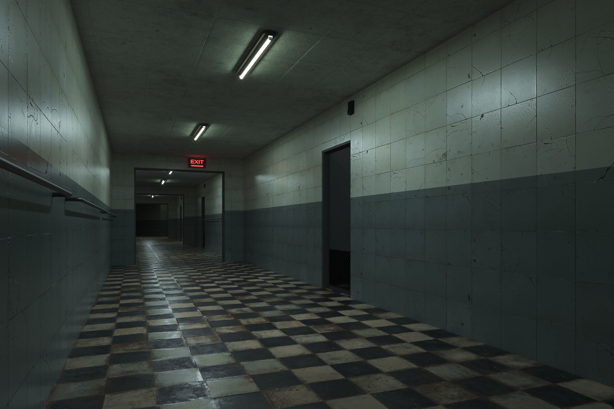 old dark scary corridor 07 Low-poly 3D model_1