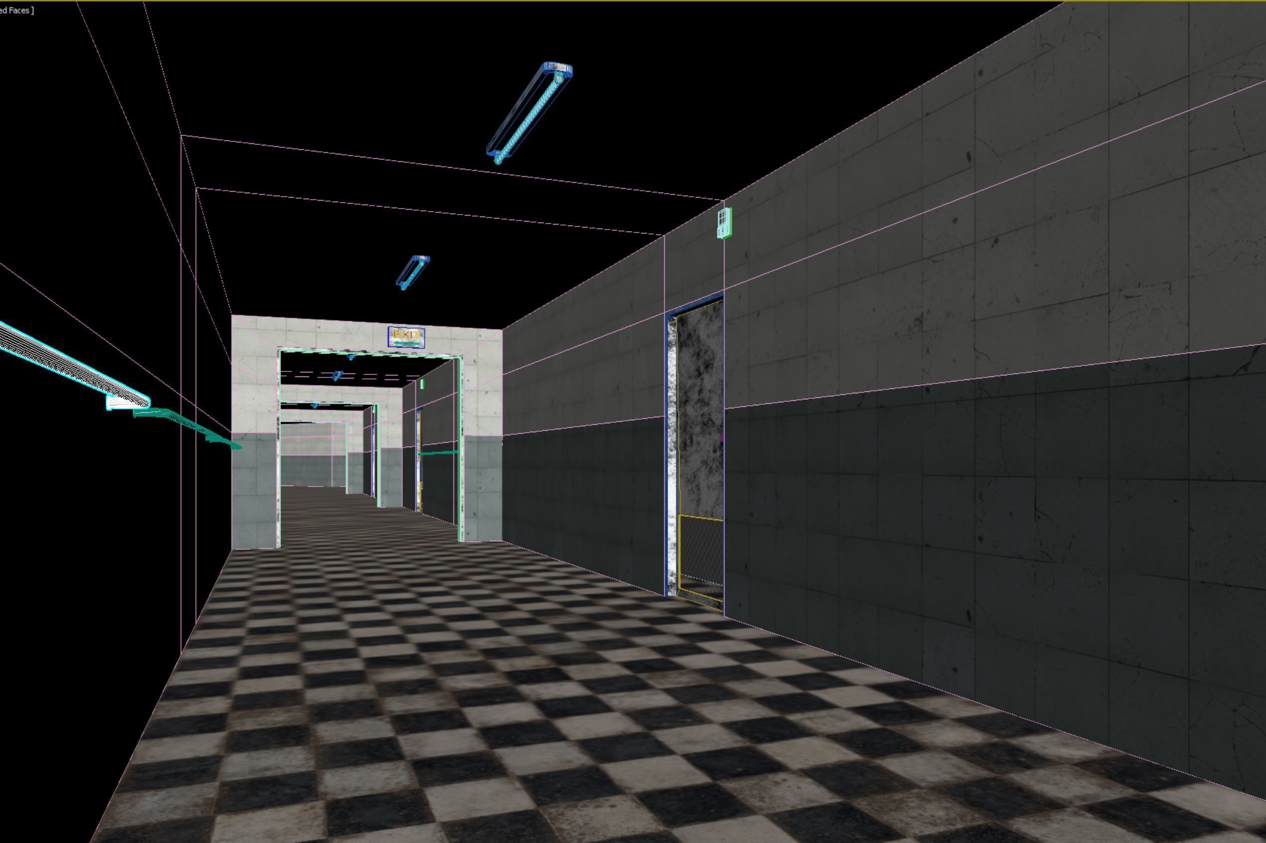 old dark scary corridor 07 Low-poly 3D model_5