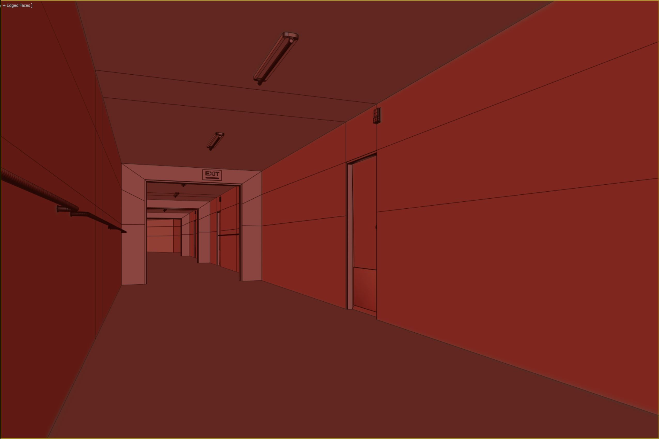 old dark scary corridor 07 Low-poly 3D model_7