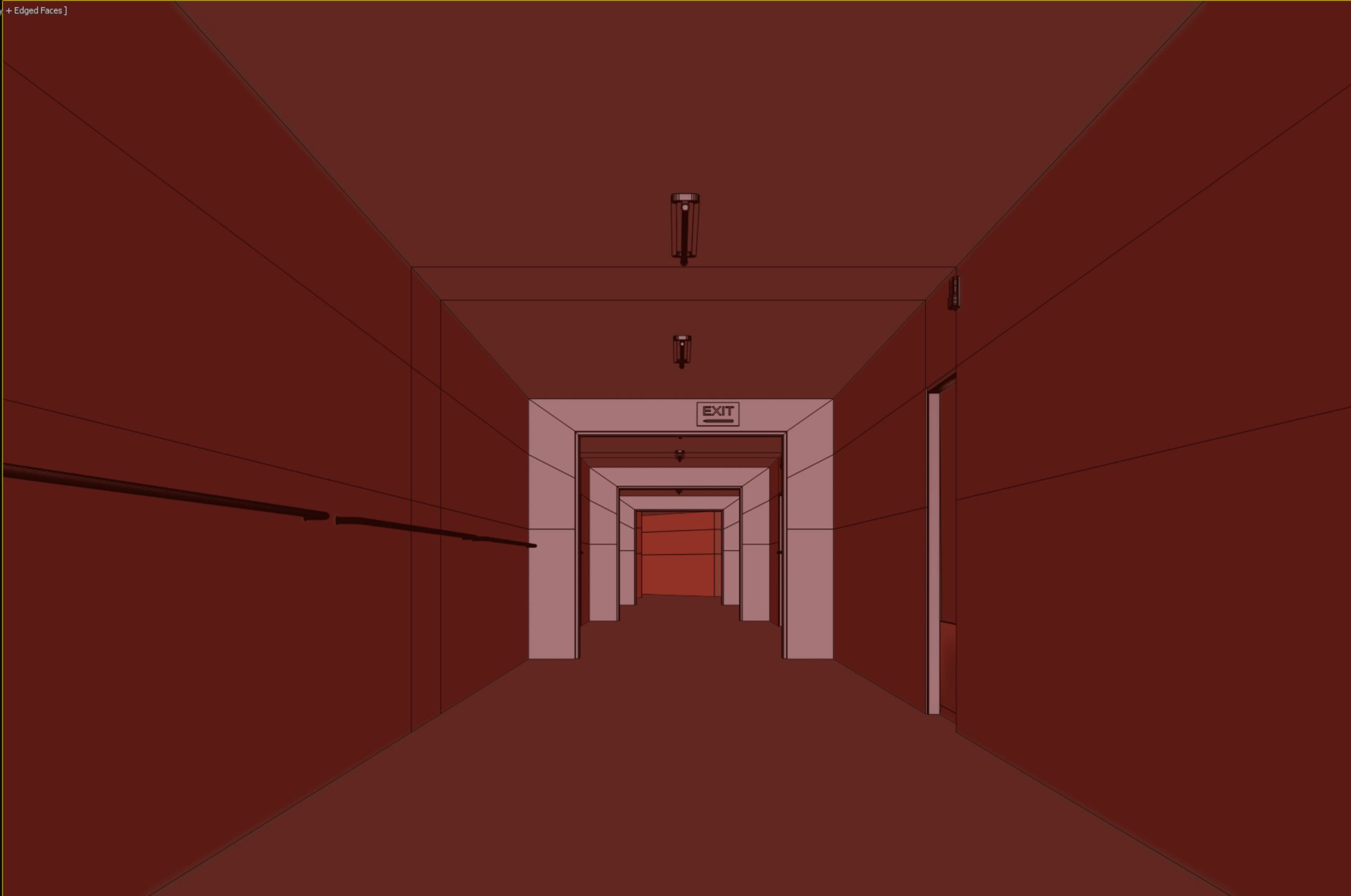 old dark scary corridor 07 Low-poly 3D model_6