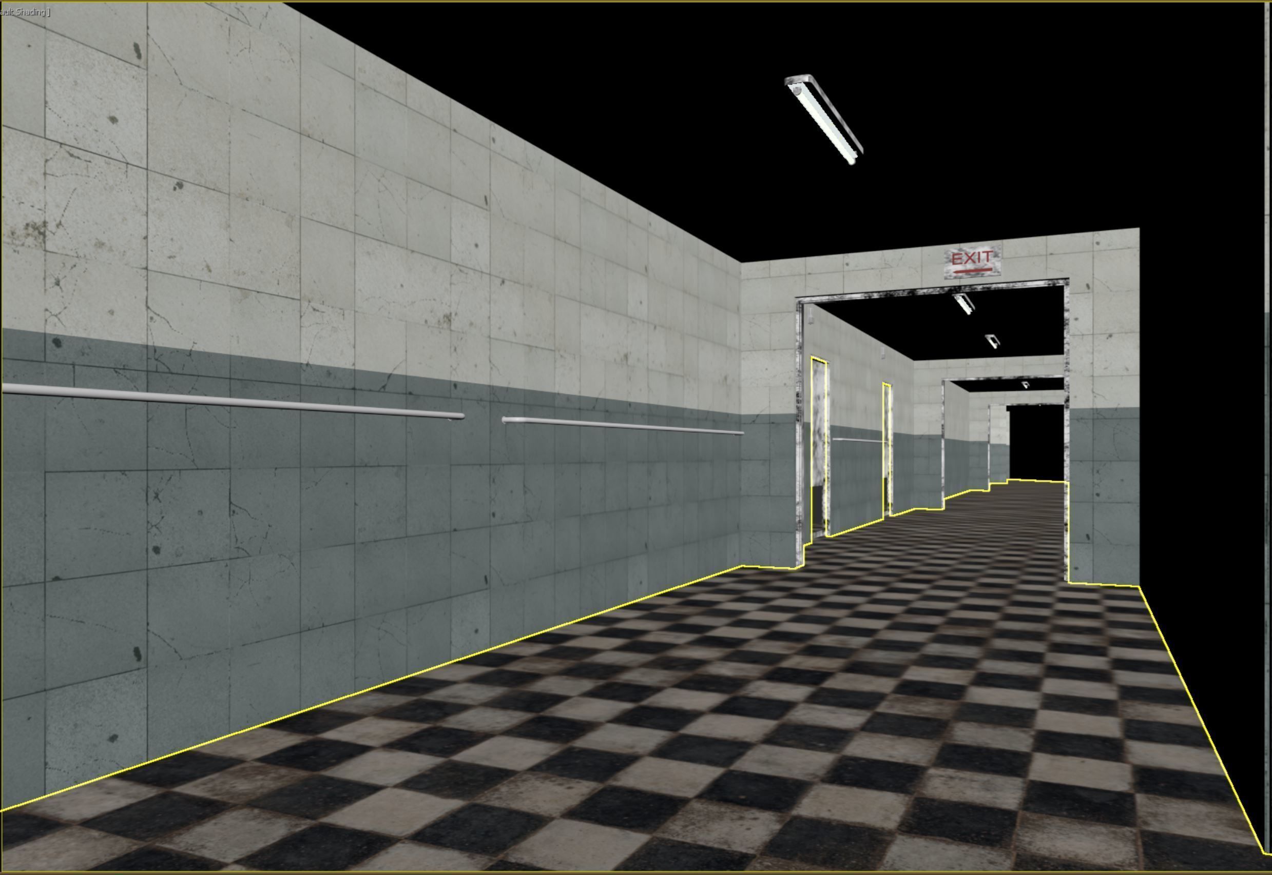 old dark scary corridor 07 Low-poly 3D model_4