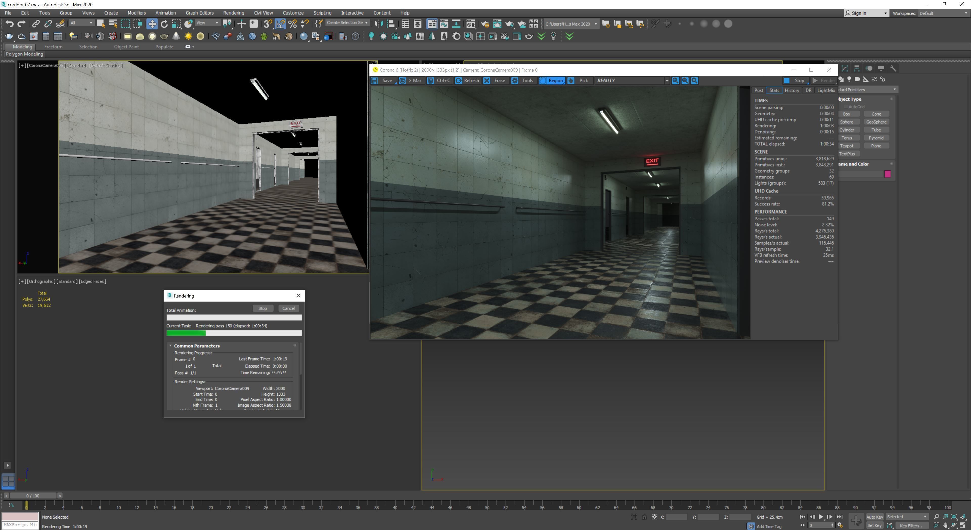 old dark scary corridor 07 Low-poly 3D model_3