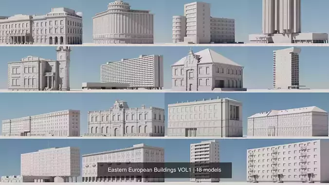 20 Eastern European Buildings VOL1 3D Model Collection