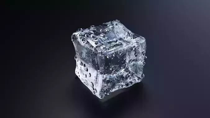Ice Cube With Condensation 3D model