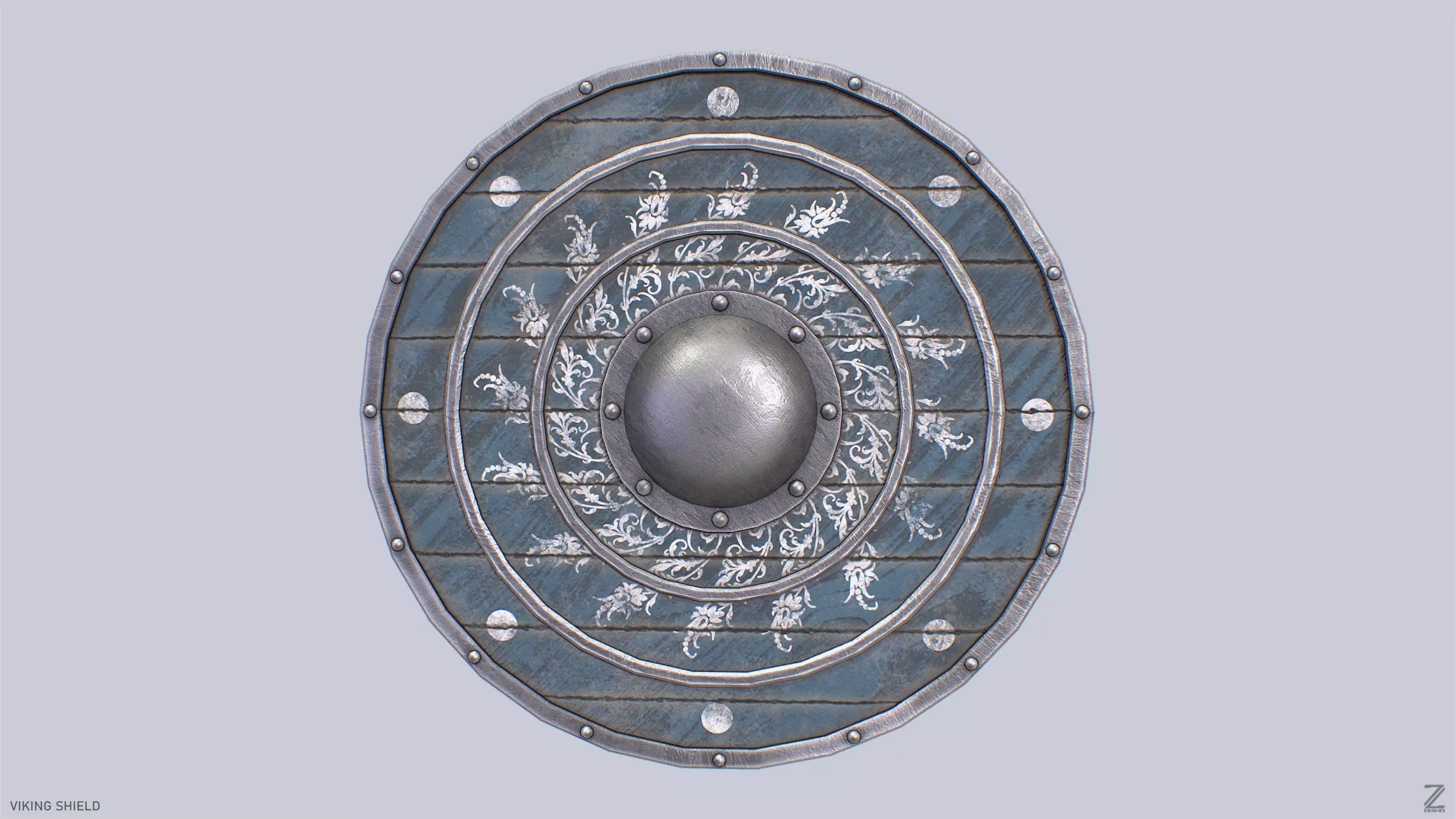 Viking shield Low-poly 3D model_0