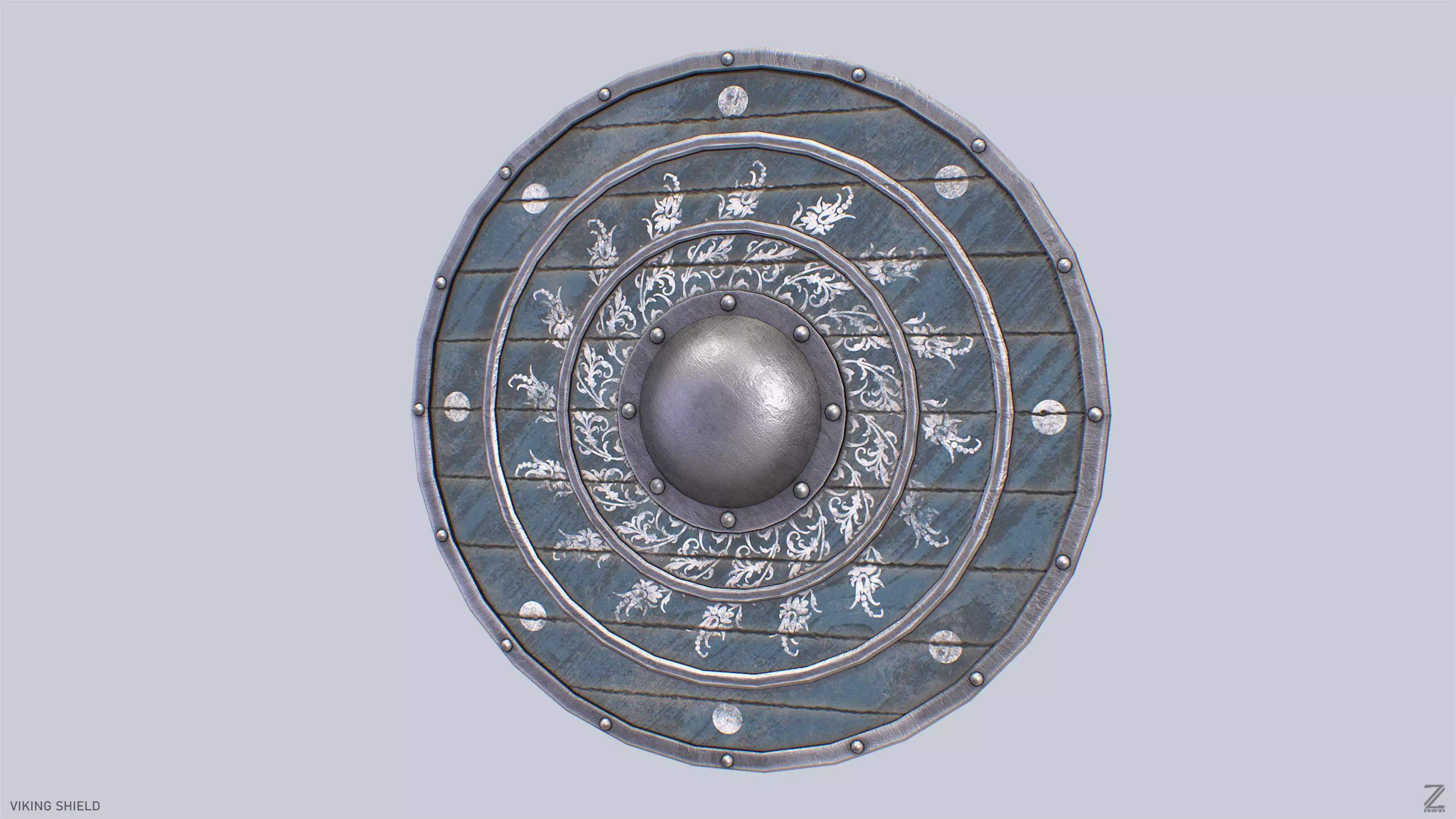 Viking shield Low-poly 3D model_5