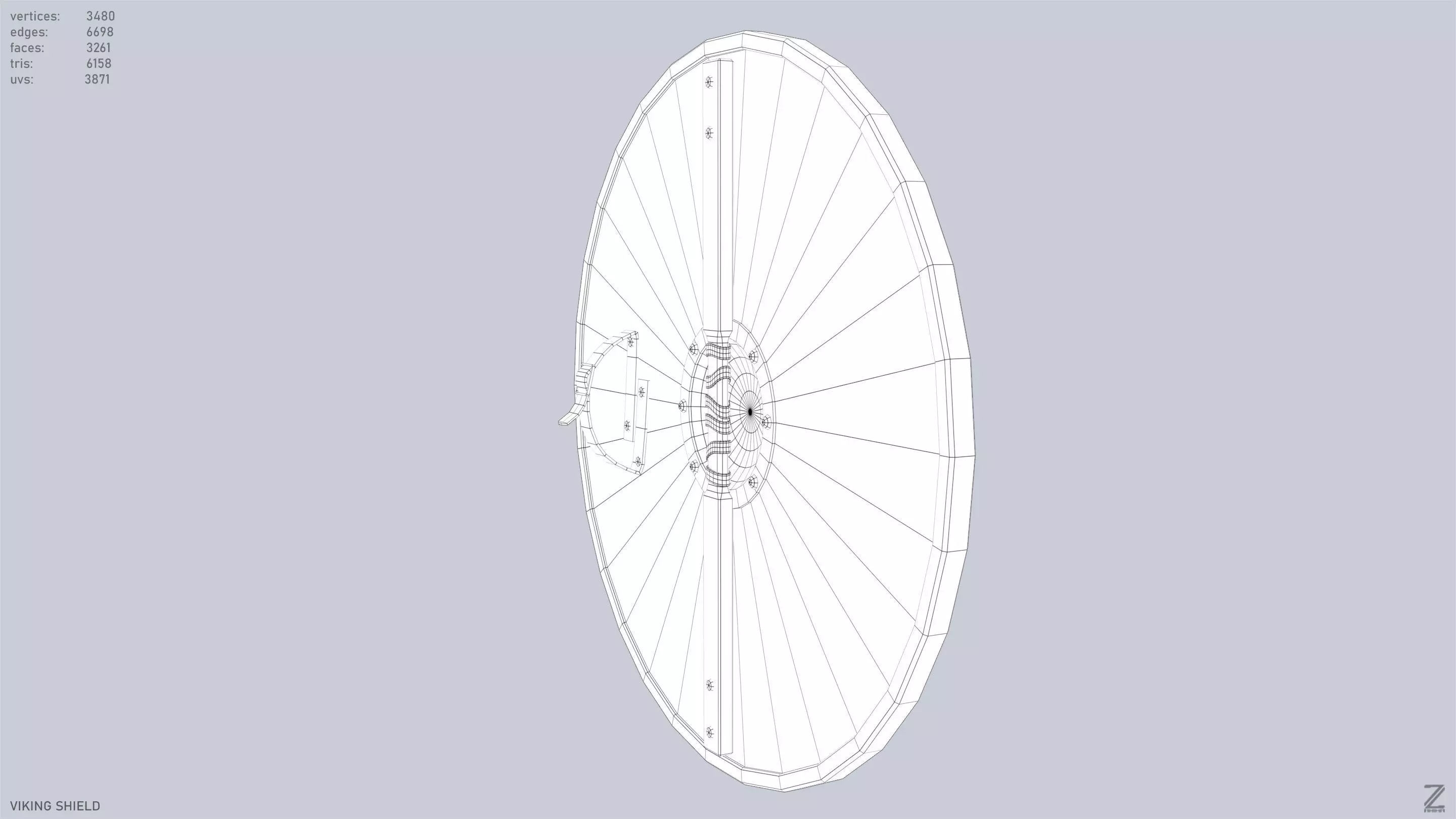 Viking shield Low-poly 3D model_13
