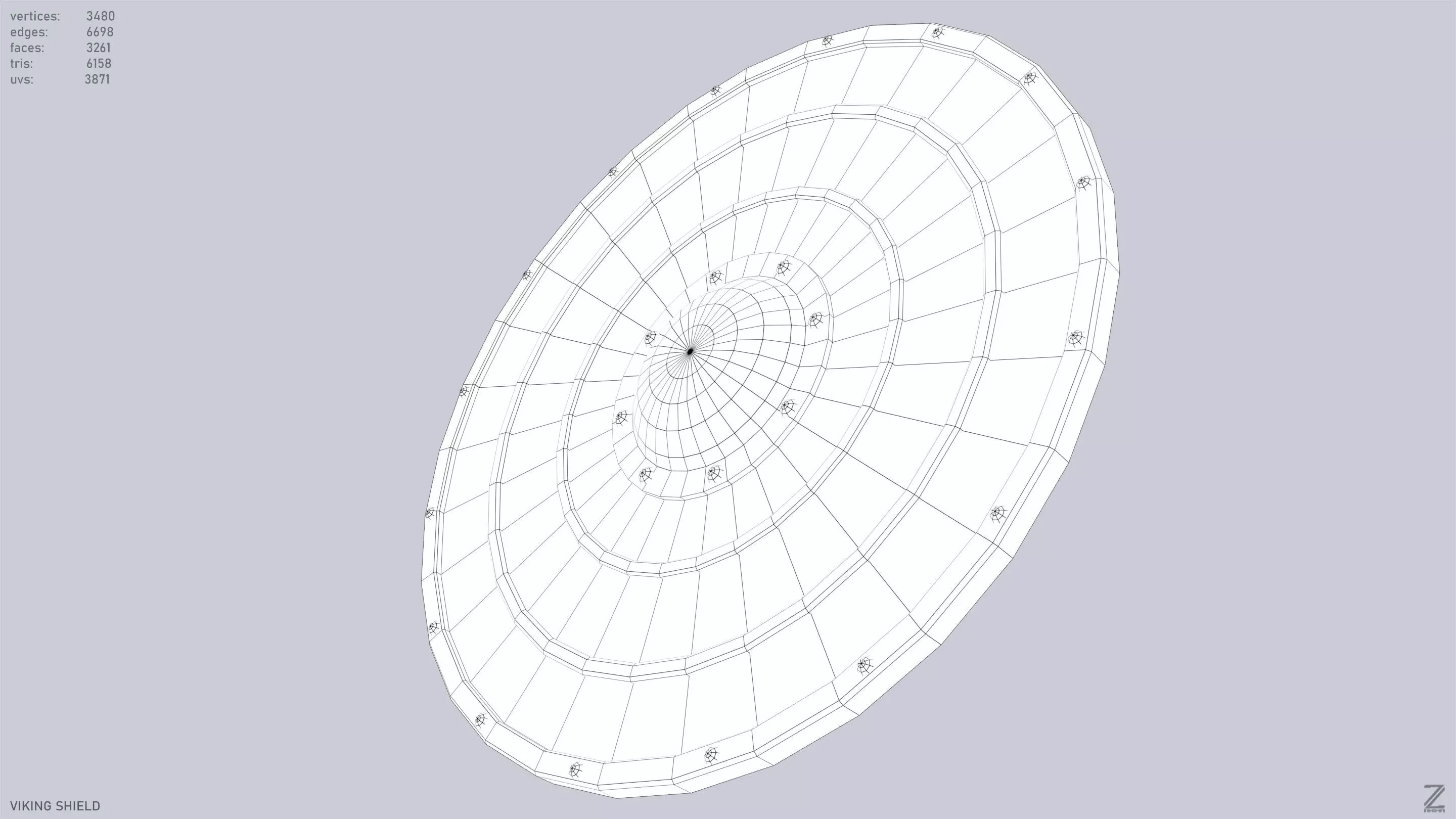 Viking shield Low-poly 3D model_15