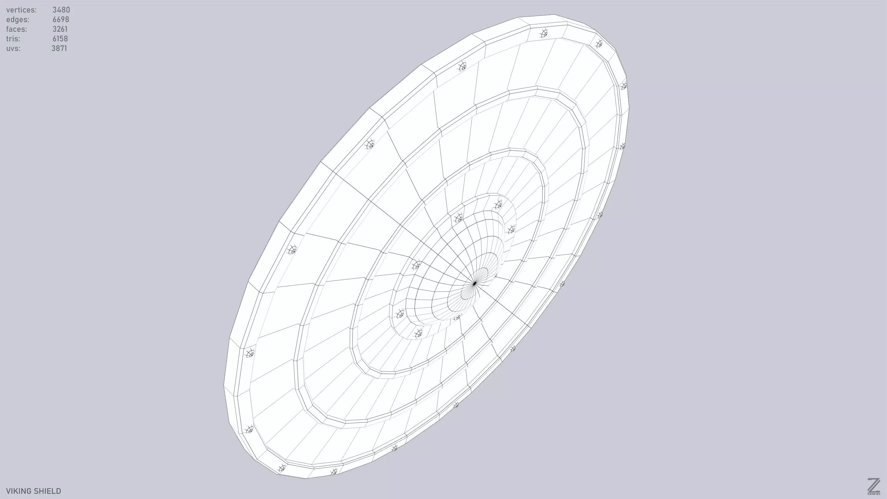 Viking shield Low-poly 3D model_14