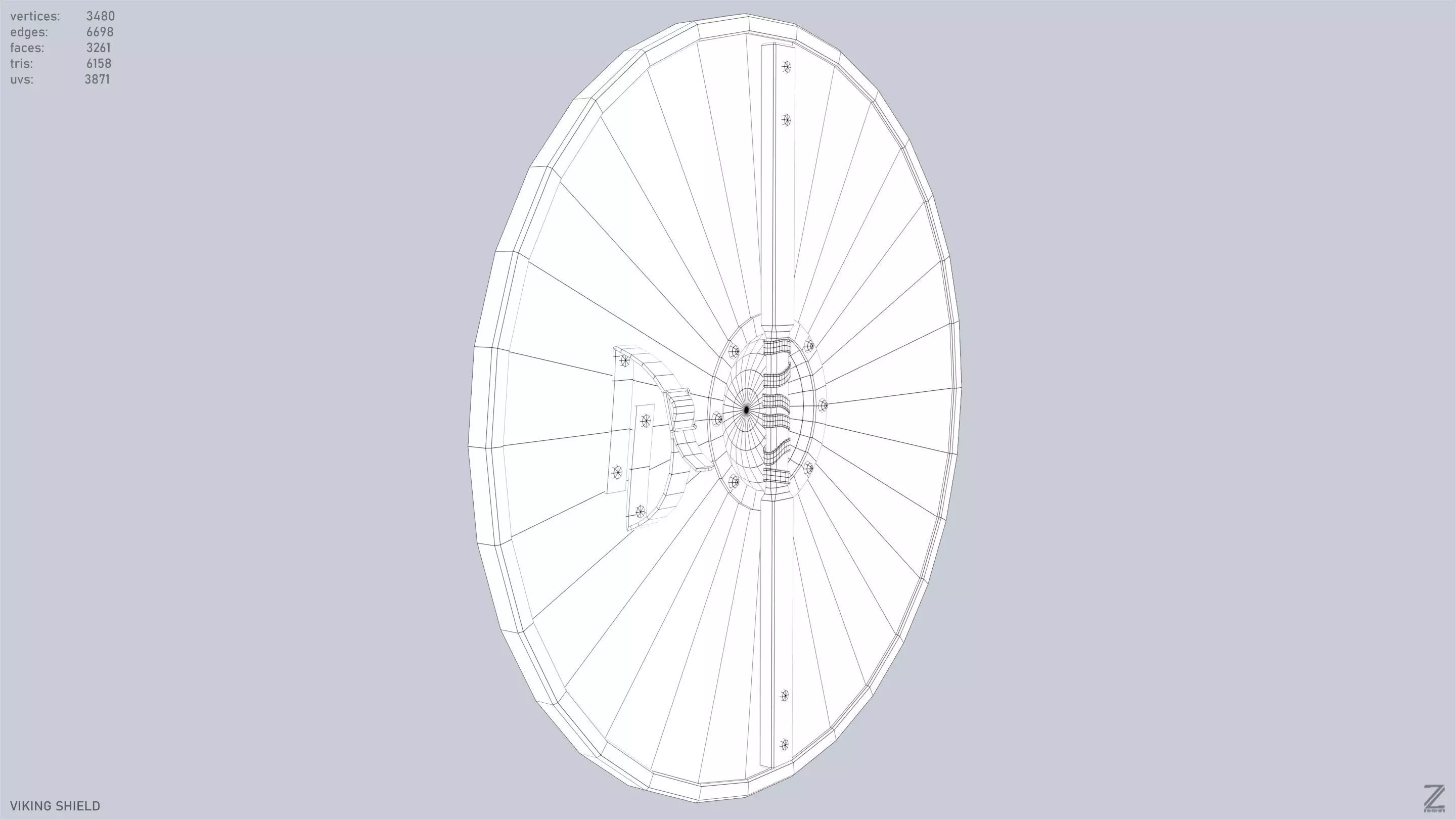 Viking shield Low-poly 3D model_11
