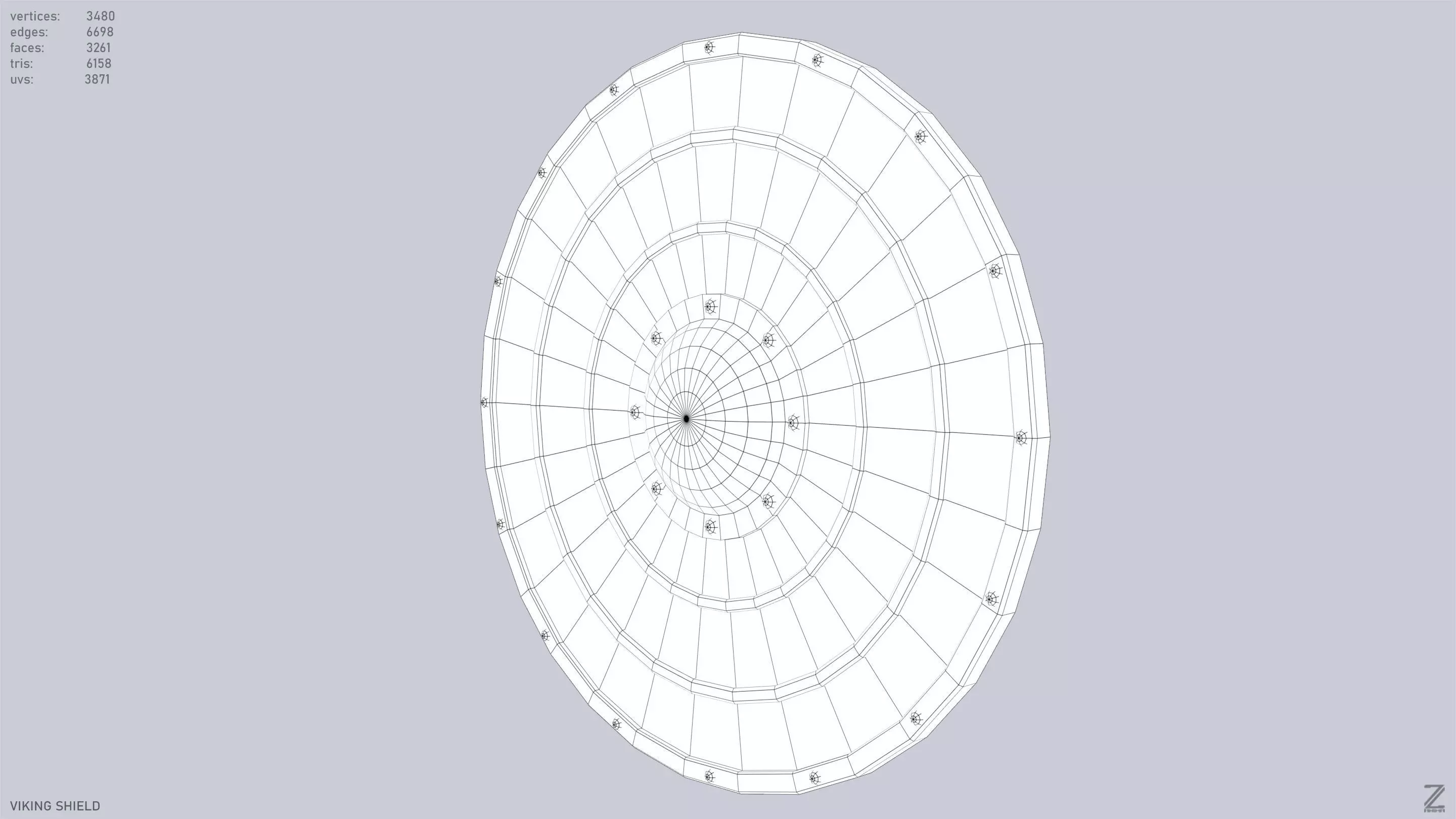 Viking shield Low-poly 3D model_10