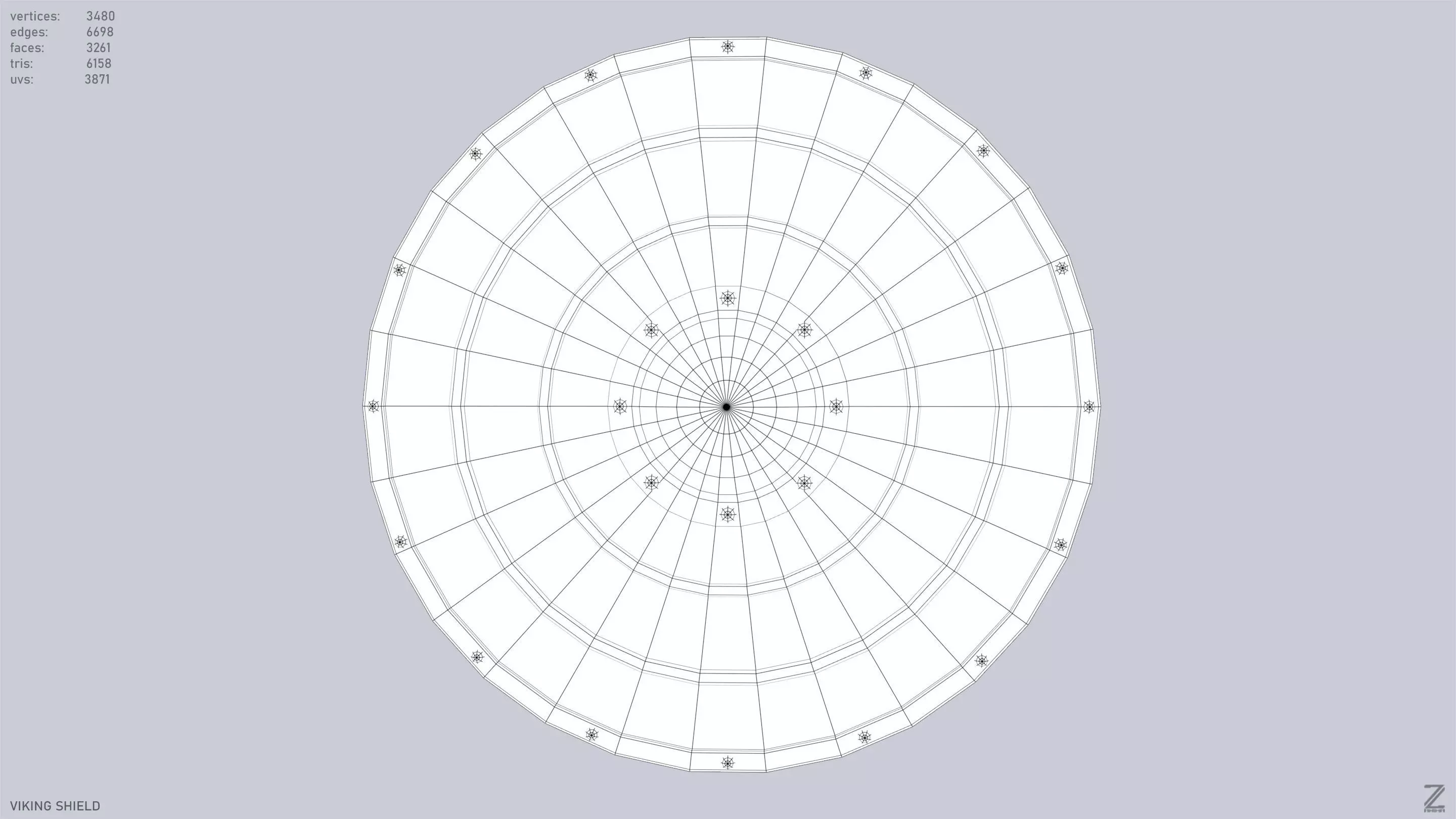 Viking shield Low-poly 3D model_9