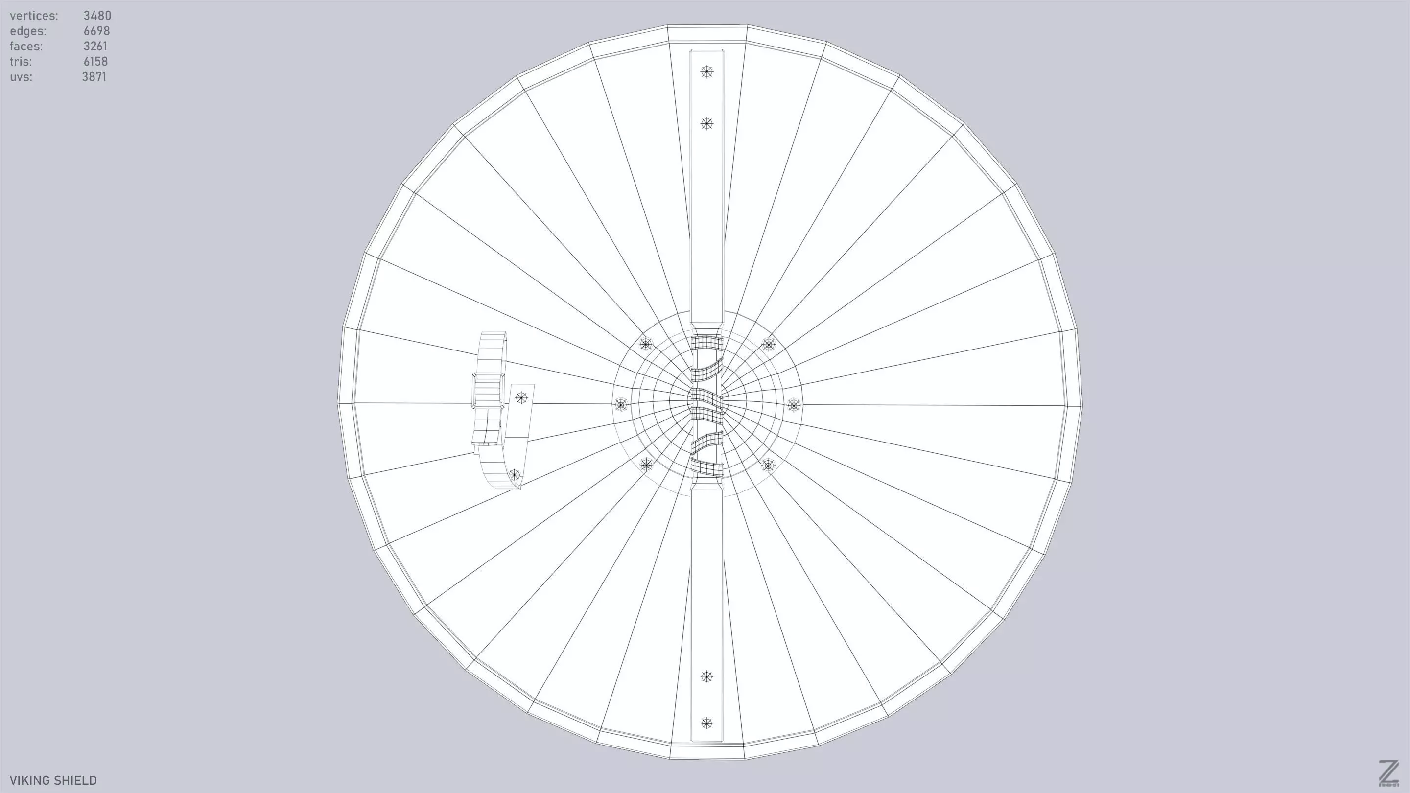 Viking shield Low-poly 3D model_12