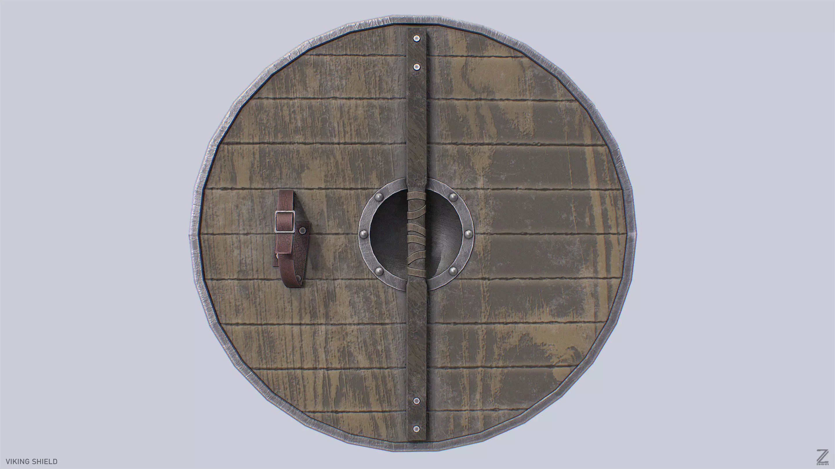 Viking shield Low-poly 3D model_3
