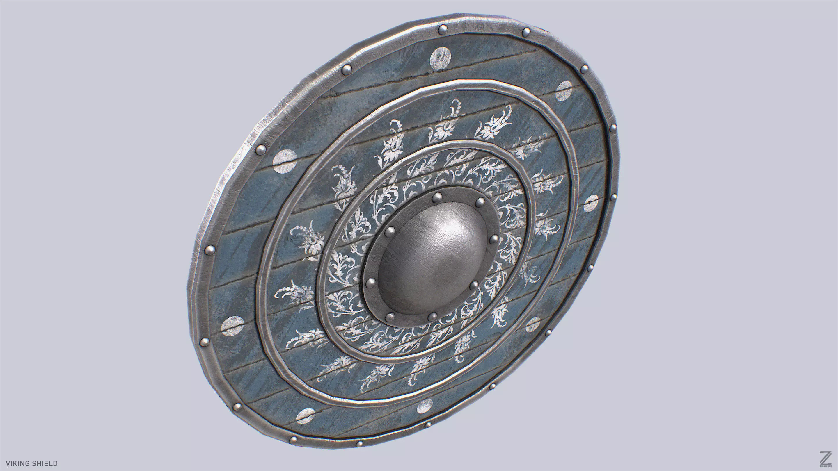 Viking shield Low-poly 3D model_7