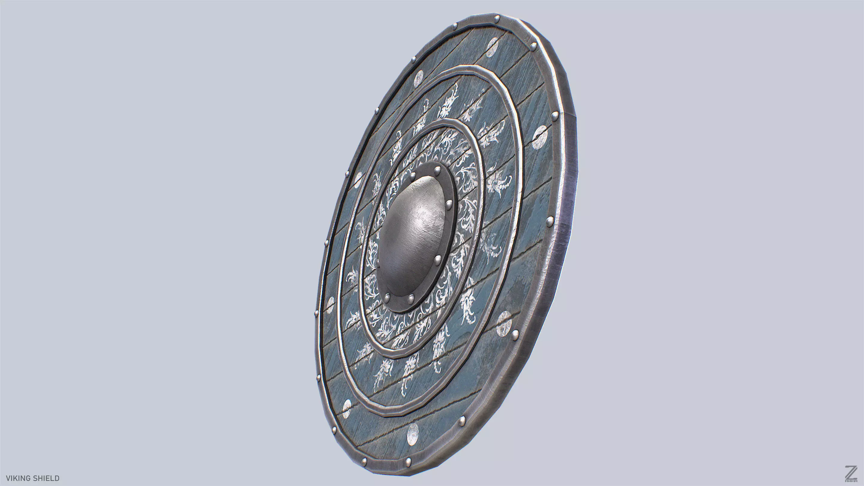 Viking shield Low-poly 3D model_8