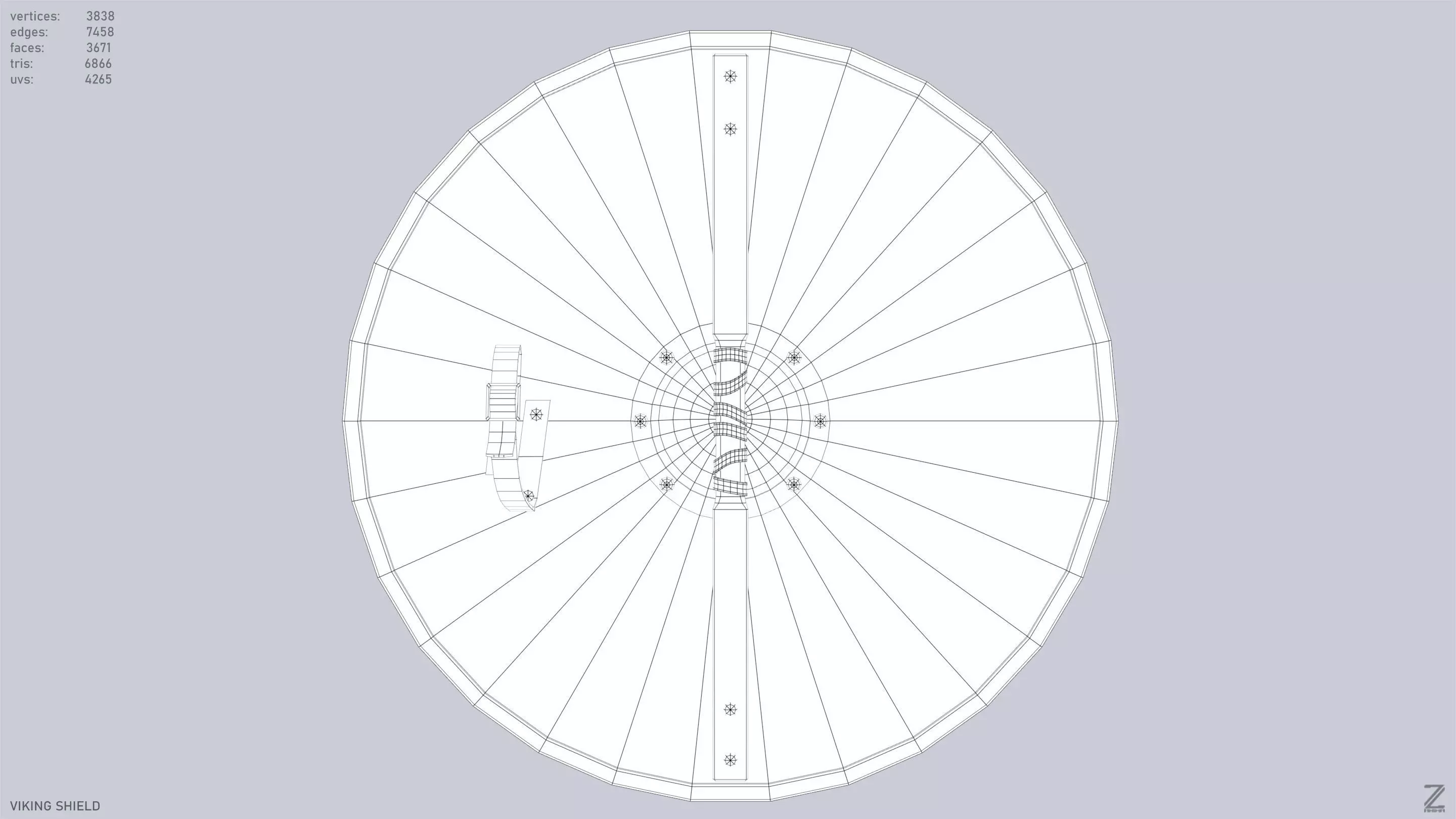 Viking shield Low-poly 3D model_13