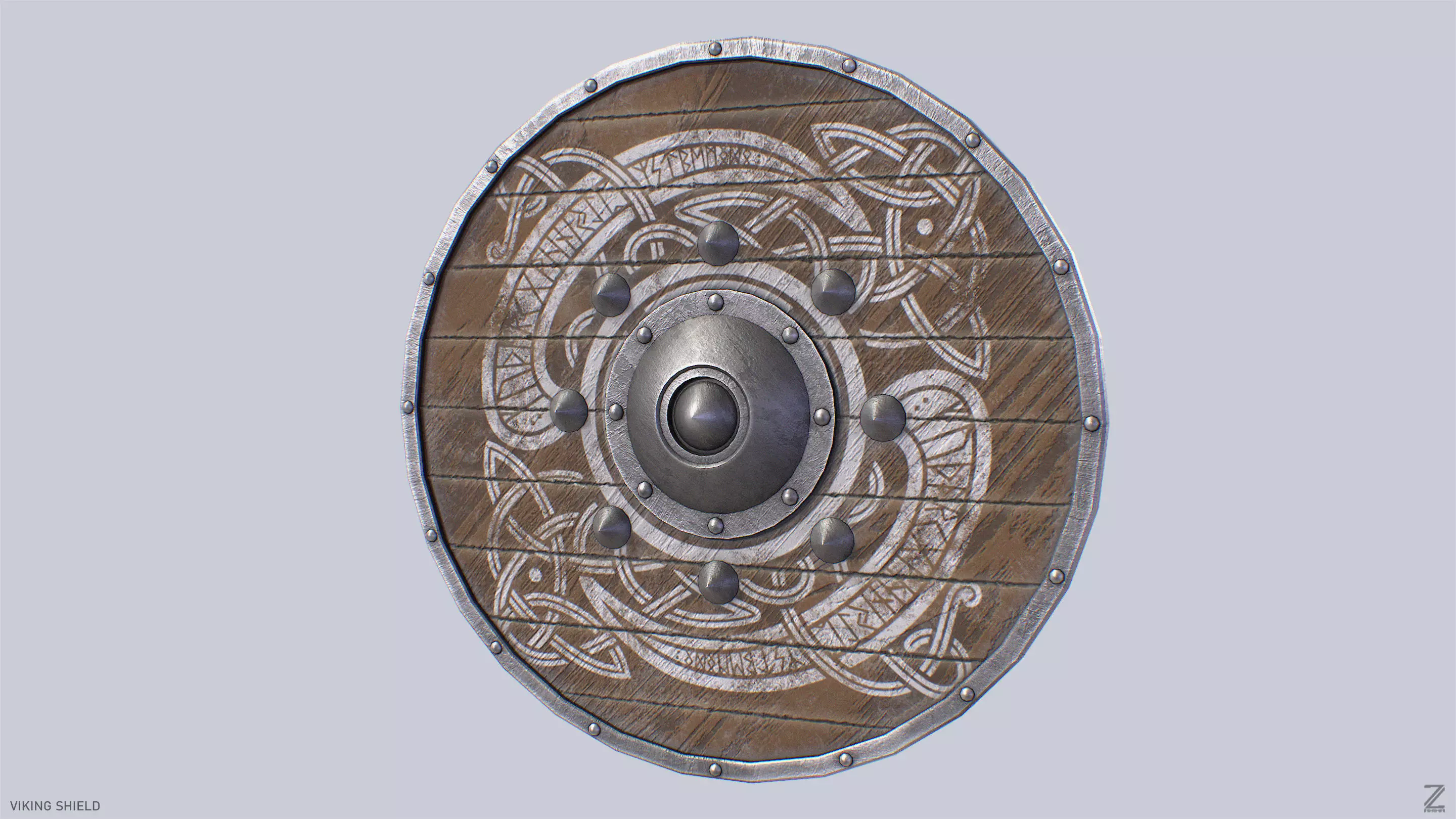 Viking shield Low-poly 3D model_6