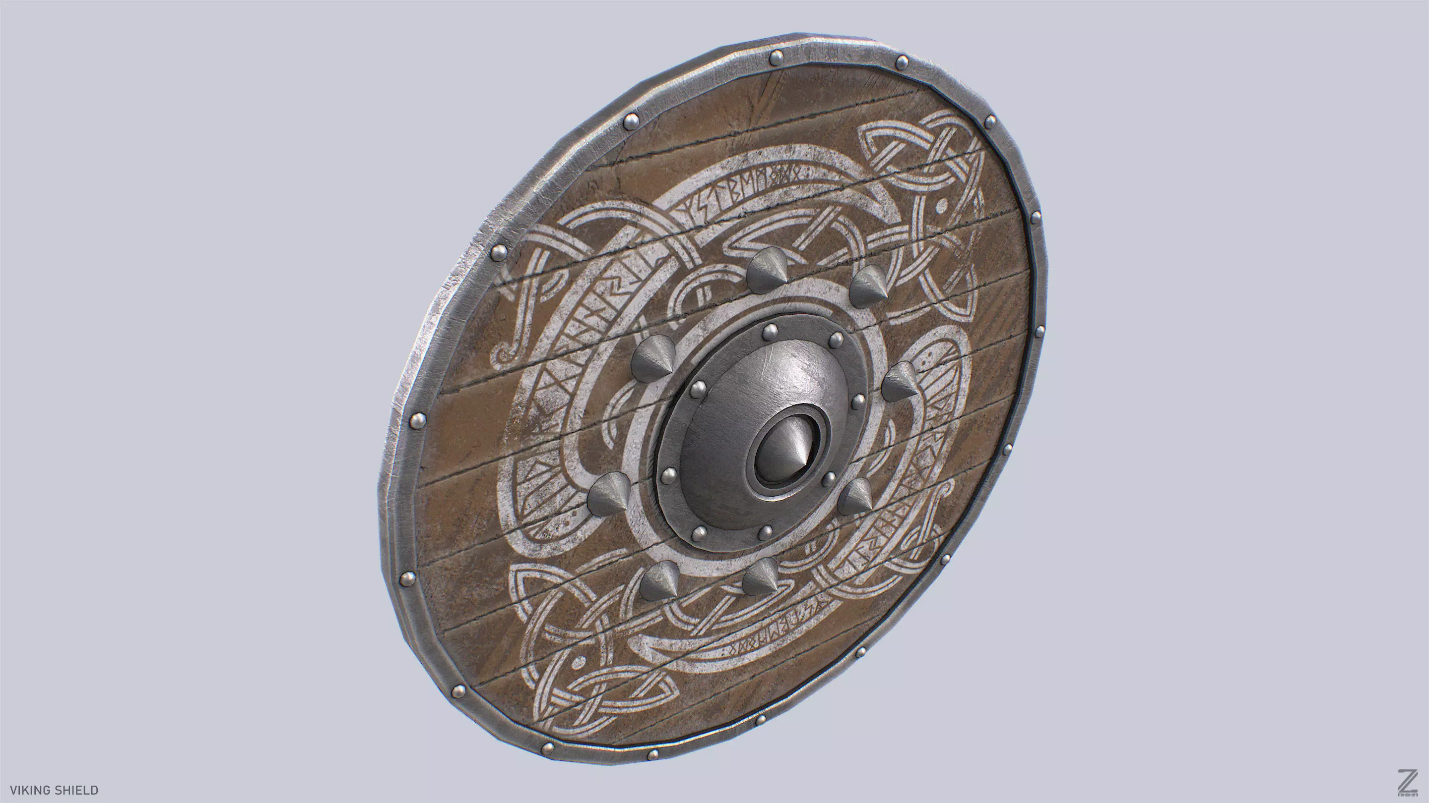 Viking shield Low-poly 3D model_2