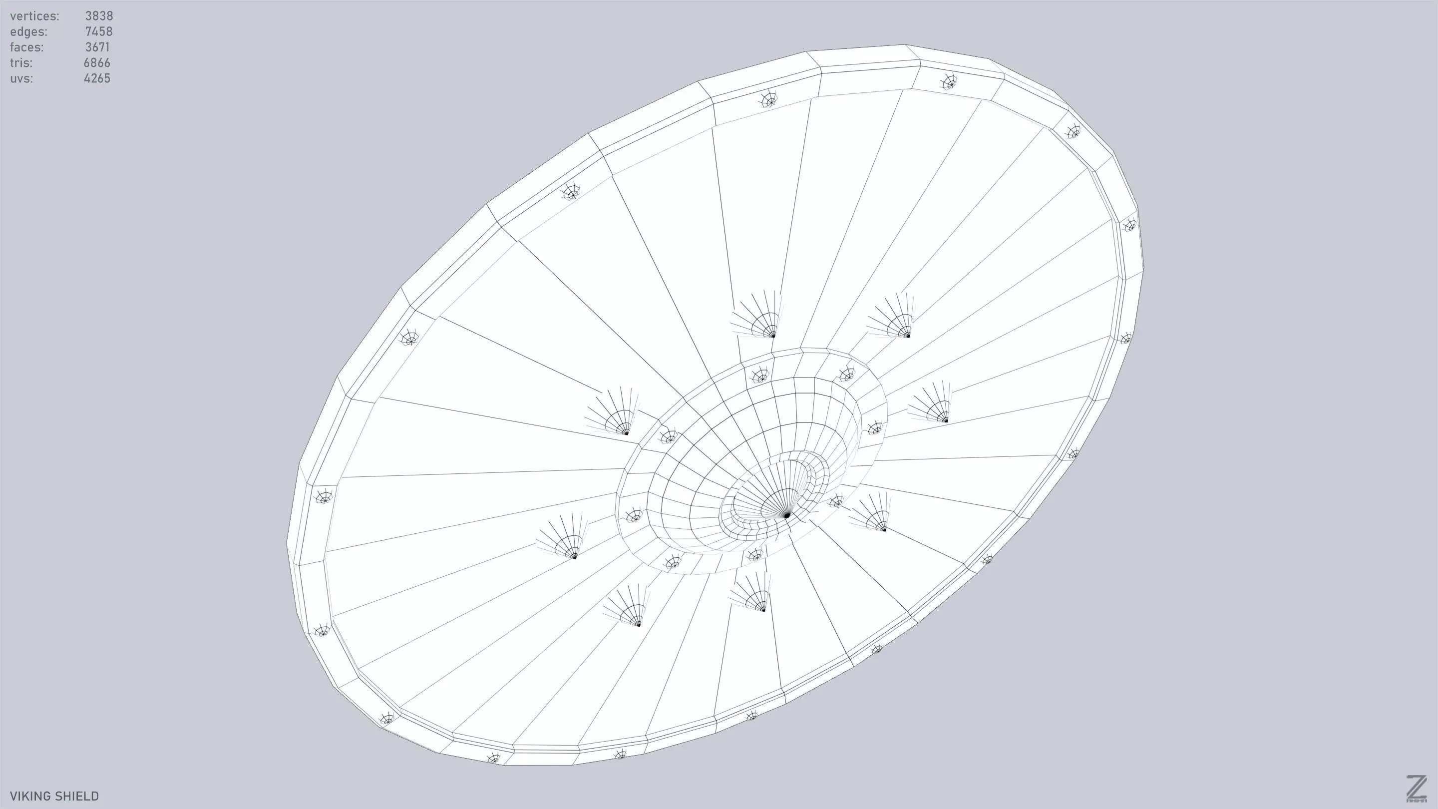 Viking shield Low-poly 3D model_14
