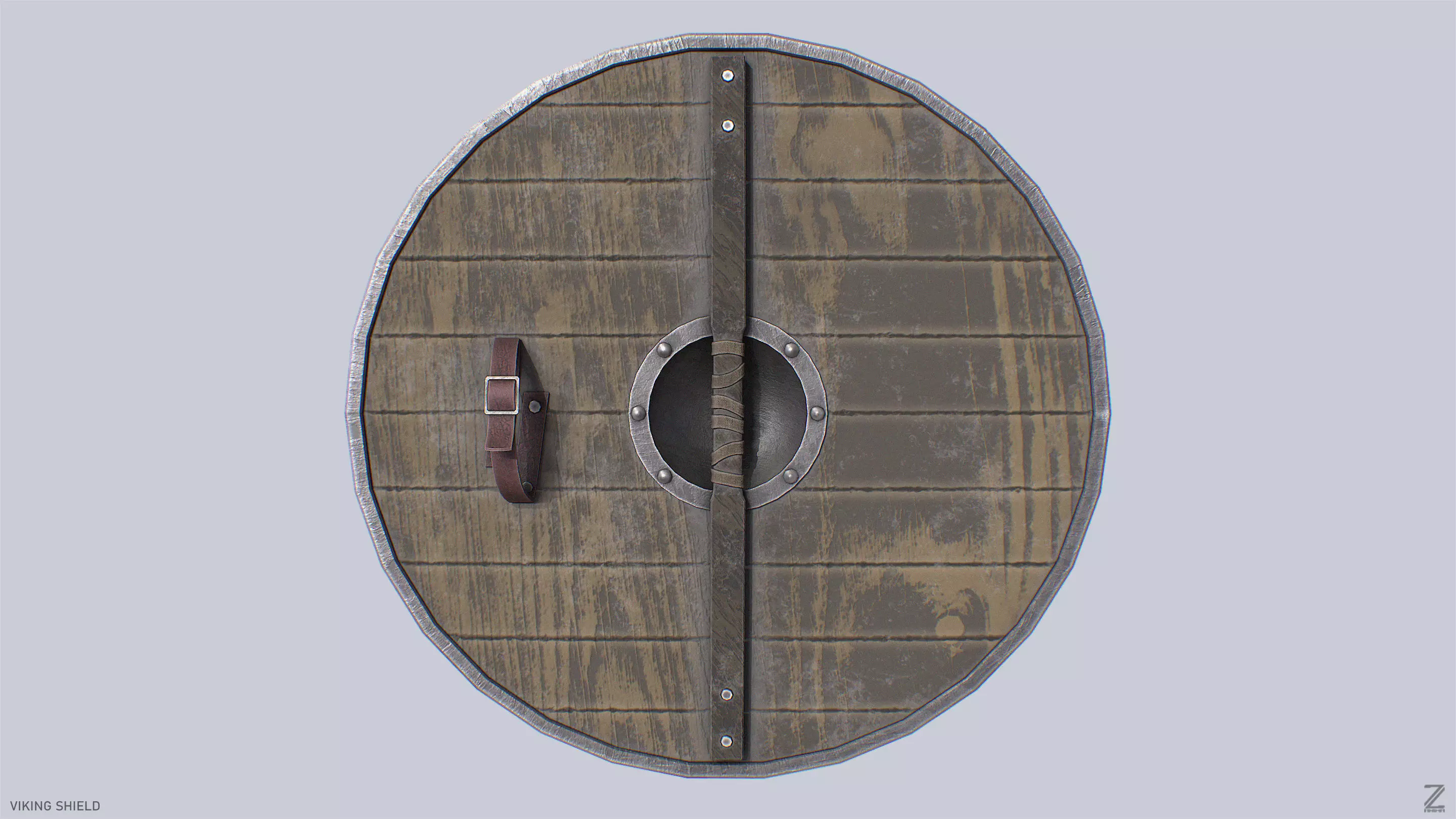 Viking shield Low-poly 3D model_3